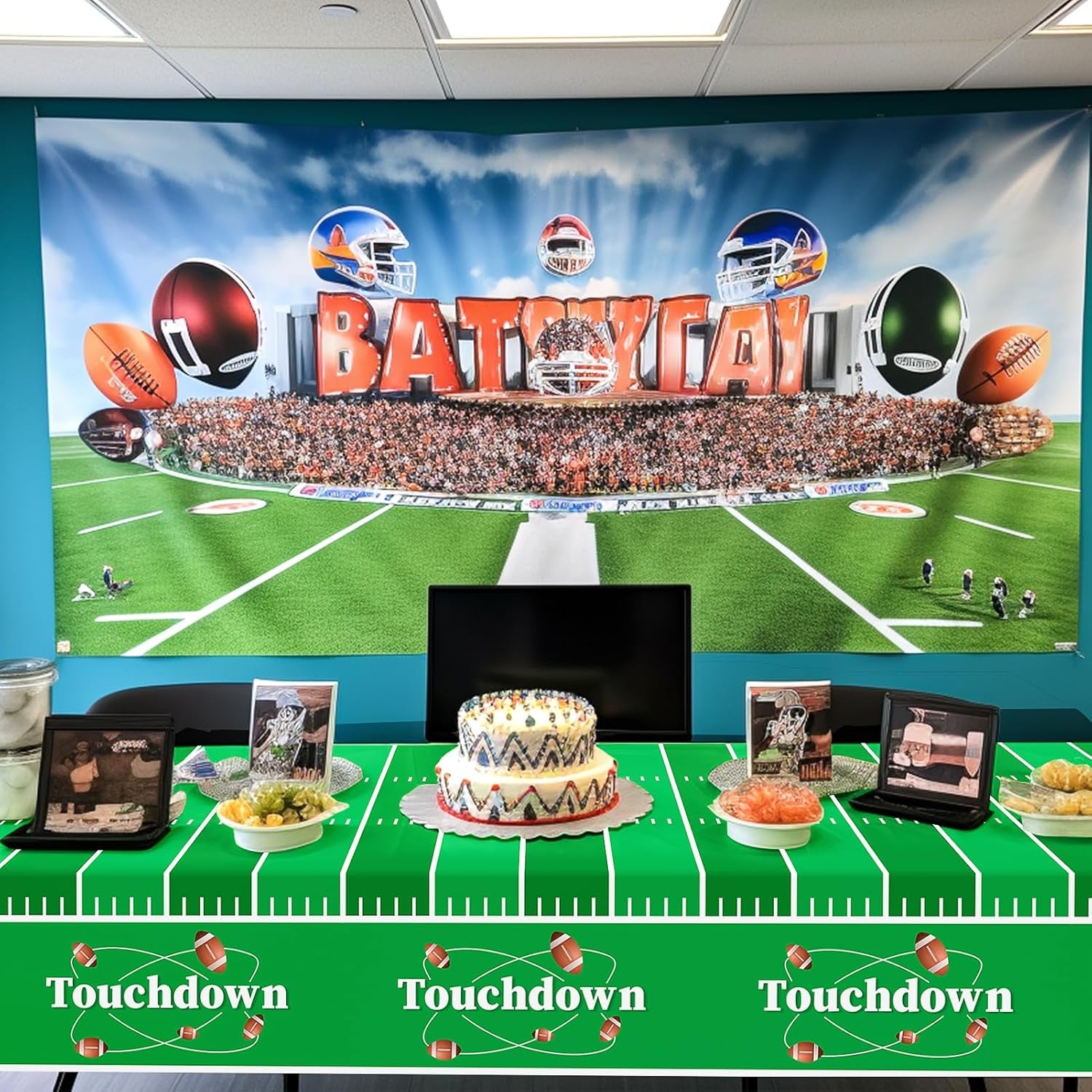 Football Party Decorations,3 Pack Football Tablecloth Disposable Plastic Tablecloth 54" X 108" Plastic Table Cloth for Rectangle Tables,Birthday Party Decor,Parties Supplies for Home,Dinner