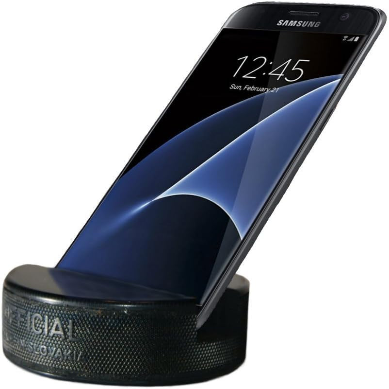 The Original Indestructible Hockey Puck Cell Phone Stand - Made from a Genuine Hockey Puck -Compatible for All Iphone/Samsung/Google/Lg Smartphones and More. (1 Pack)