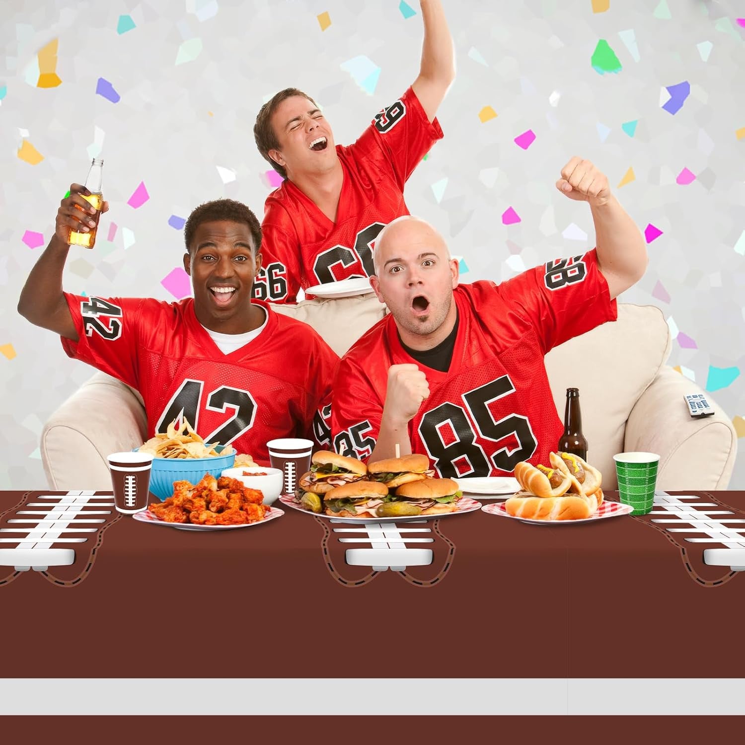 Football Party Decorations Disposable Tablecloth Plastic Touchdown Table Cover for Birthday Football Party Games Decoration 54 X 108Inch，2 Pack