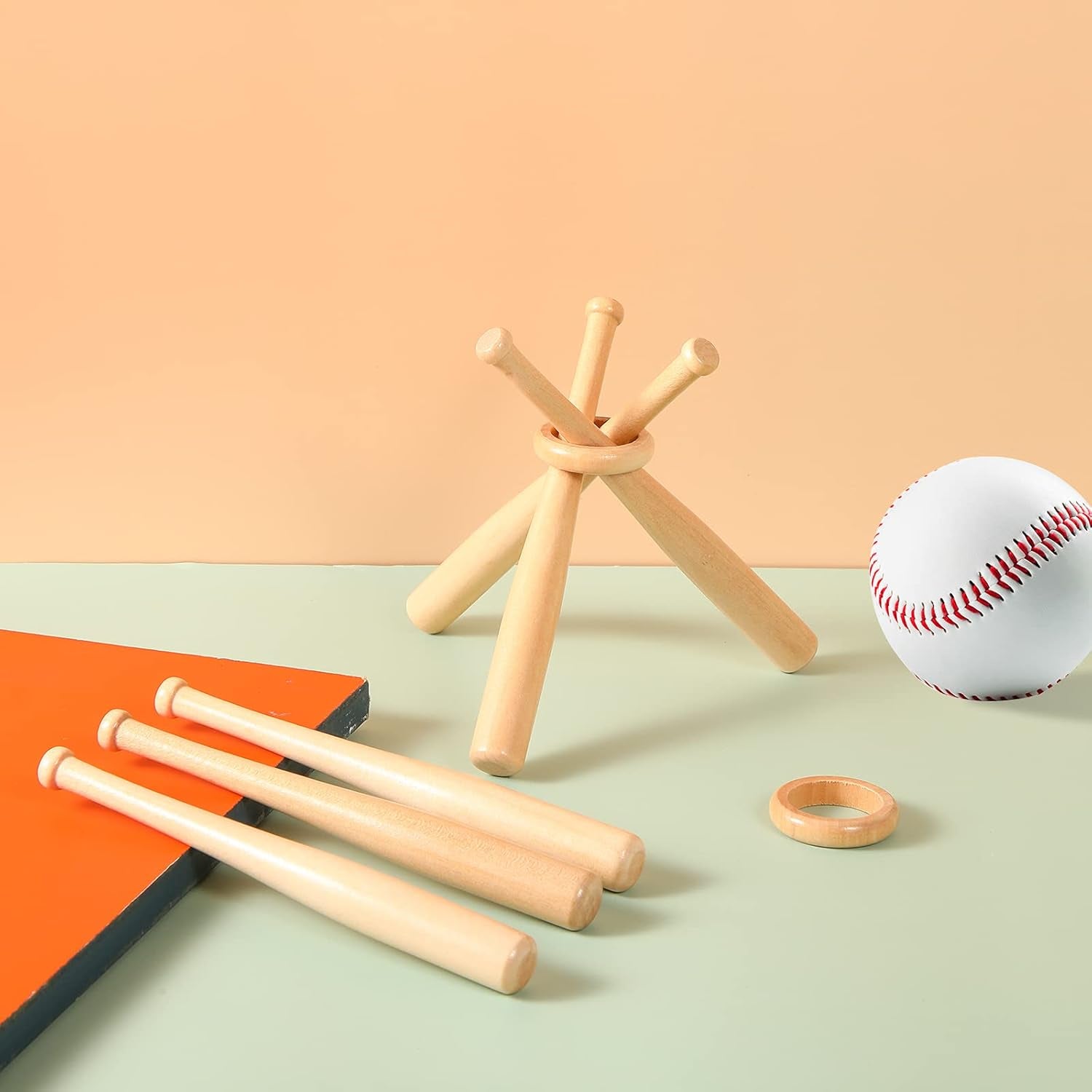Baseball Stand Holders Balls Display Bat Wooden Stand Holder Display Centerpieces Tables for Baseball Sports Lover(1 Pack)