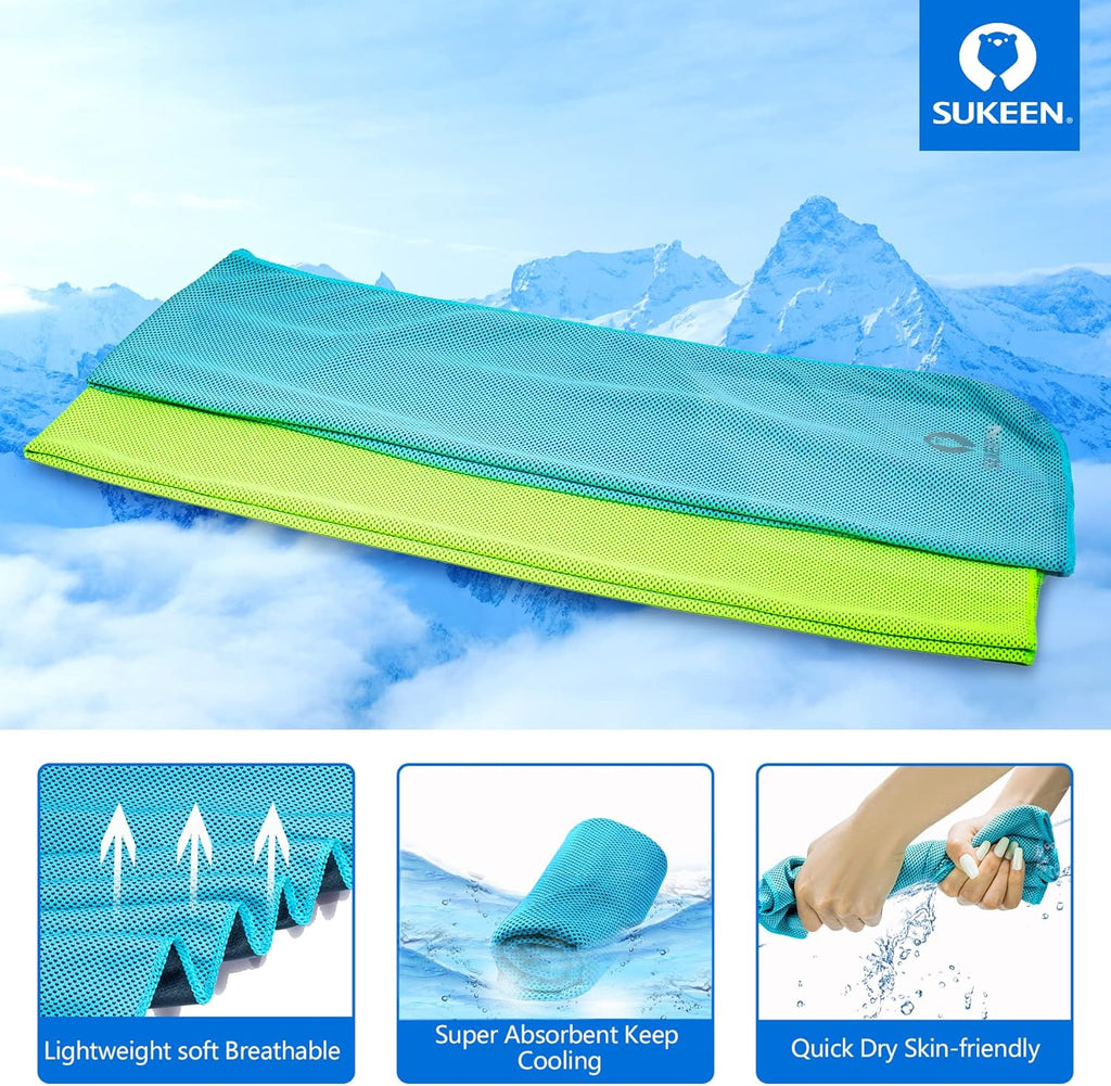 4Pack Cooling Towel (40"X12"), Ice Towel,Soft Breathable Chilly Towel,Microfiber Towel for Yoga,Sport,Running,Gym,Workout,Camping,Fitness,Workout & More Activities
