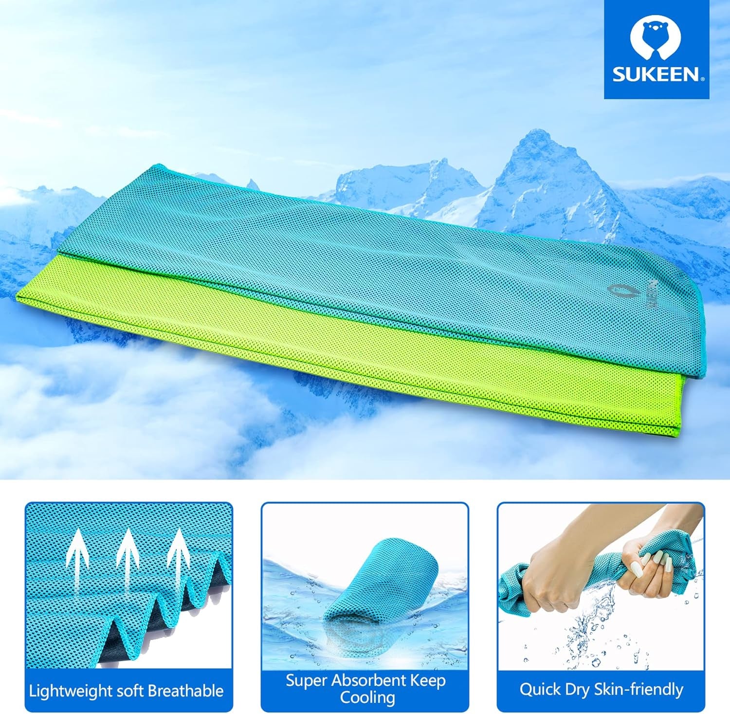 4Pack Cooling Towel (40"X12"), Ice Towel,Soft Breathable Chilly Towel,Microfiber Towel for Yoga,Sport,Running,Gym,Workout,Camping,Fitness,Workout & More Activities