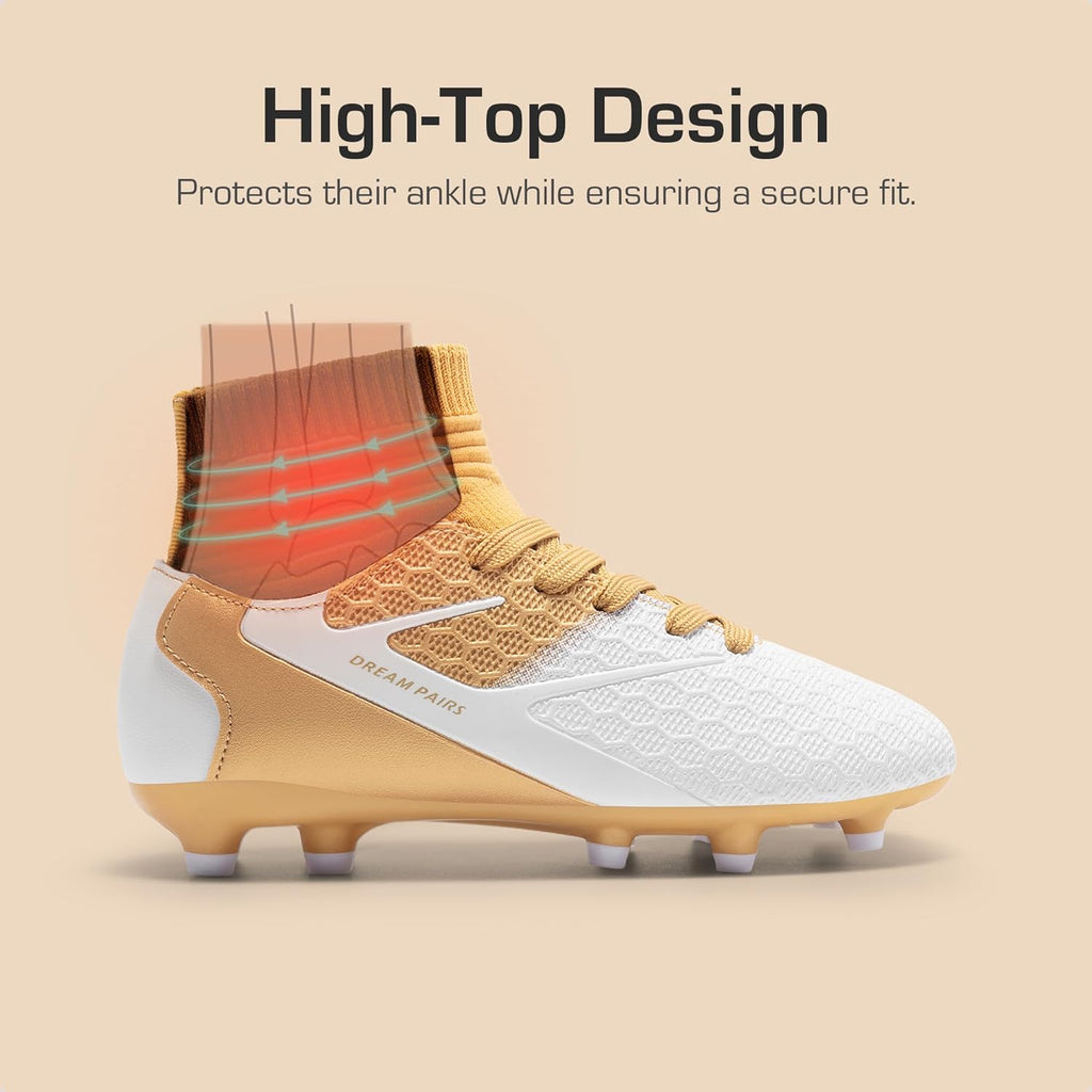 Boys Girls Soccer Cleats Youth Firm Groud Outdoor Sport Athletic High Top Football Shoes for Little/Big Kid