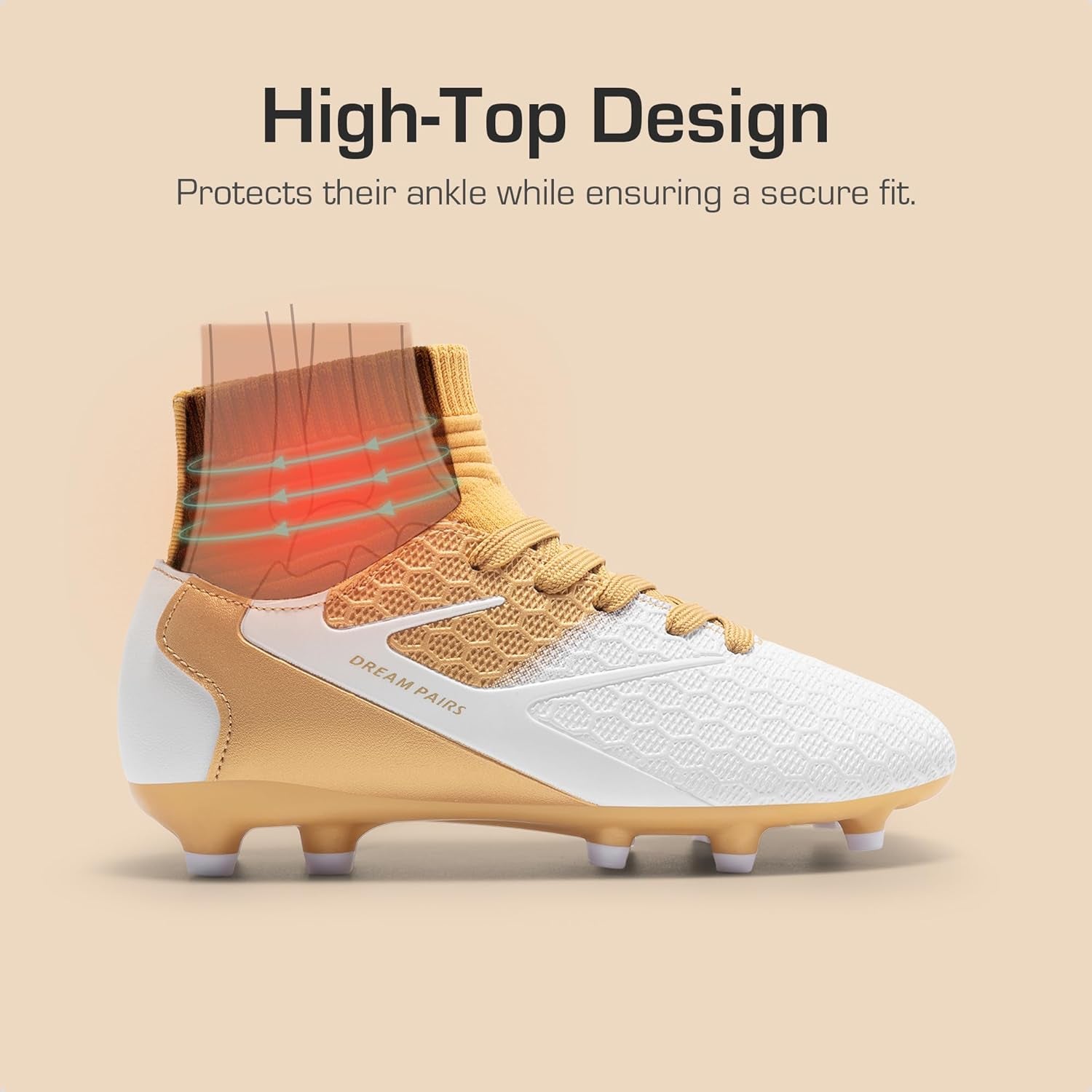 Boys Girls Soccer Cleats Youth Firm Groud Outdoor Sport Athletic High Top Football Shoes for Little/Big Kid