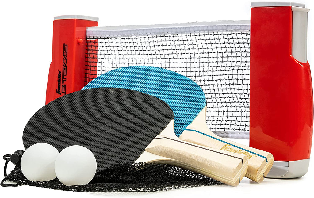 Franklin Sports Table Tennis to Go Portable Ping Pong Set - Table Top Ping Pong Net + (2) Paddles - Ping Pong Balls Included - 2 Players | Portable, Table Top, Ping Pong Net, (2) Paddles