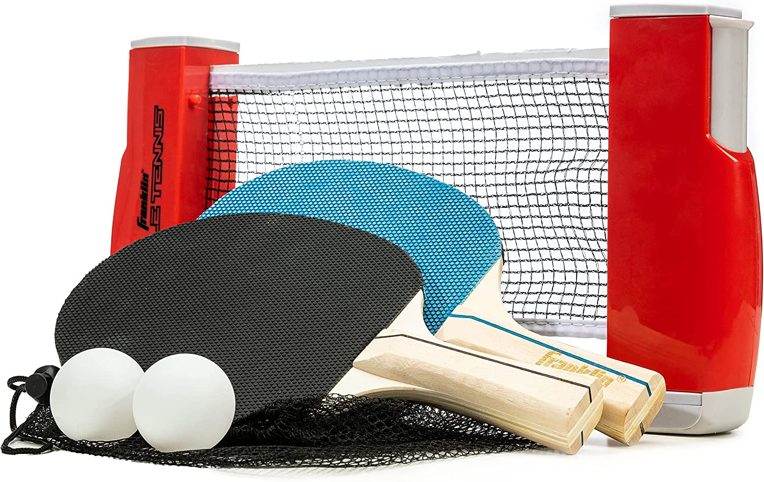 Franklin Sports Table Tennis to Go Portable Ping Pong Set - Table Top Ping Pong Net + (2) Paddles - Ping Pong Balls Included - 2 Players | Portable, Table Top, Ping Pong Net, (2) Paddles