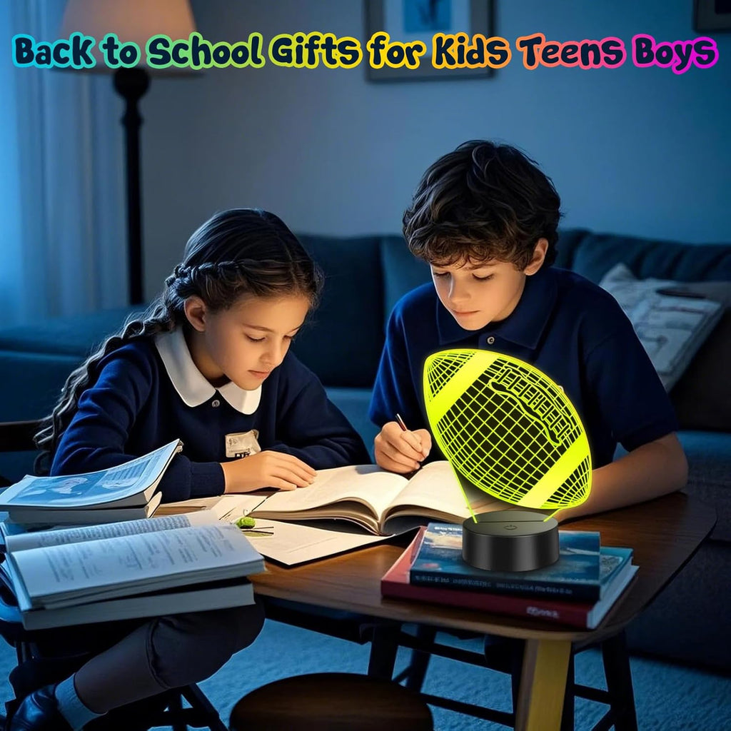 Football Gifts for Teens Boys Girls, Rugby 3D Illusion Night Light Room Decor, 6 7 8 9 10 11 12 13 Year Old Boy Gifts for Christmas Birthday Easter Sports Fan Presents