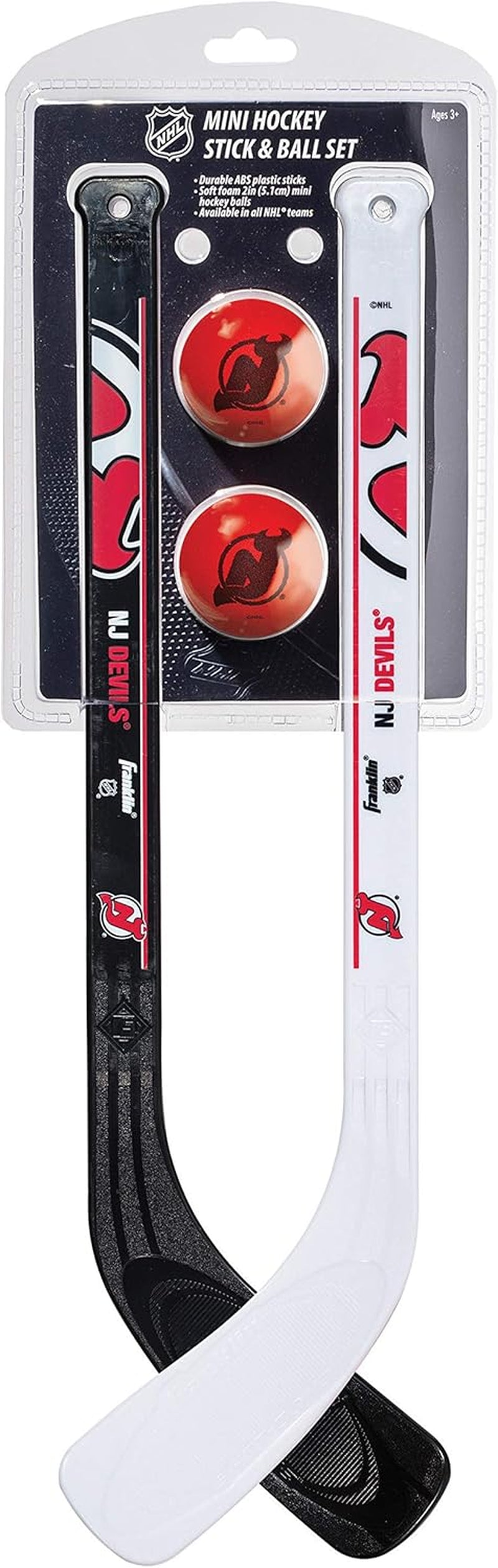 Franklin Sports NHL Mini Hockey Stick Set - NHL Team Knee Hockey Stick and Ball Set - Two Player Stick Set - Great Toy for Kids