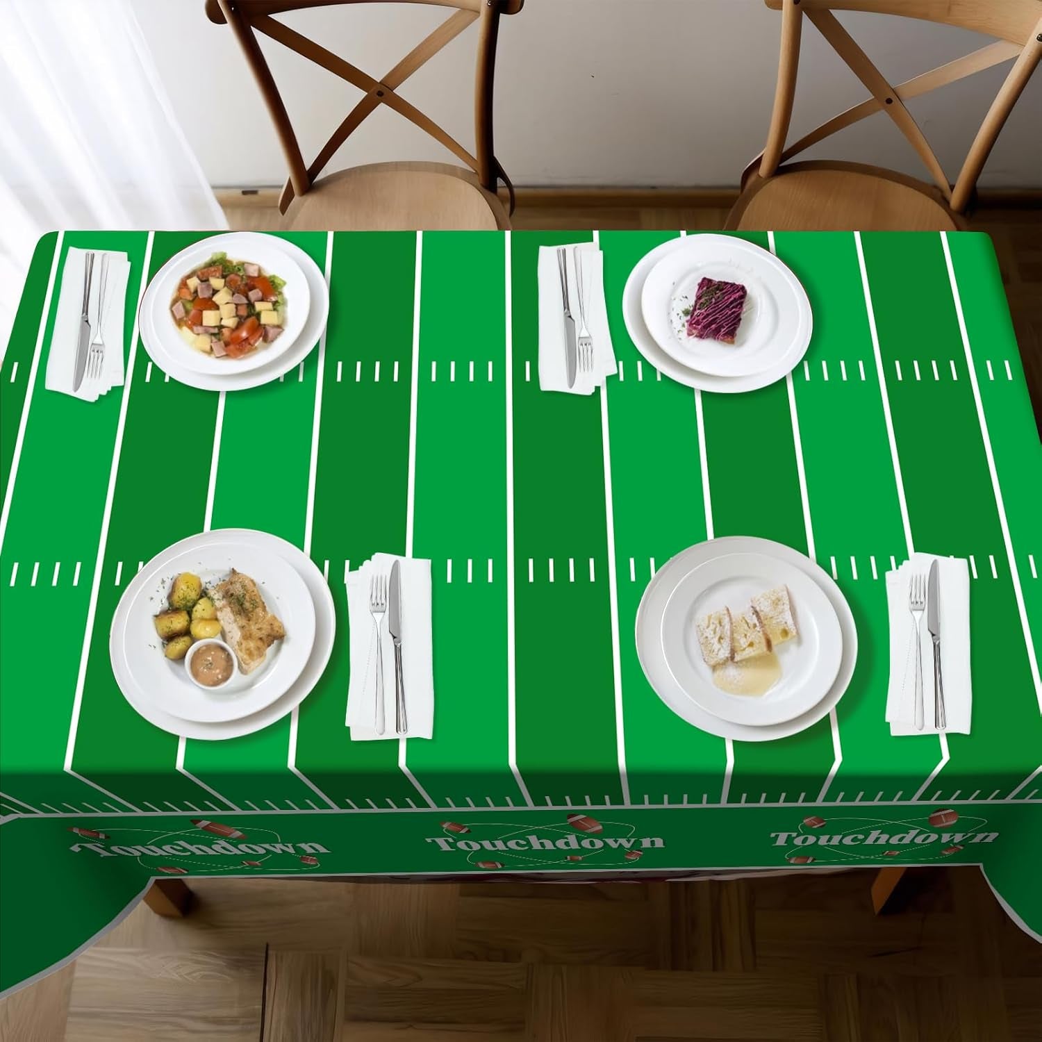 Football Party Decorations,3 Pack Football Tablecloth Disposable Plastic Tablecloth 54" X 108" Plastic Table Cloth for Rectangle Tables,Birthday Party Decor,Parties Supplies for Home,Dinner