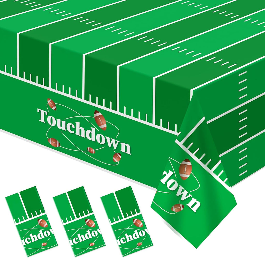 Football Party Decorations,3 Pack Football Tablecloth Disposable Plastic Tablecloth 54" X 108" Plastic Table Cloth for Rectangle Tables,Birthday Party Decor,Parties Supplies for Home,Dinner