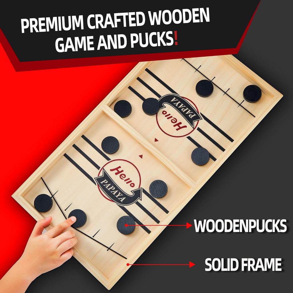 - Test Your Speed and Accuracy with This Fast-Paced Wooden Air Hockey Desktop Battle Board Game - Guaranteed Fun Gifts for Family Night or Friends Party