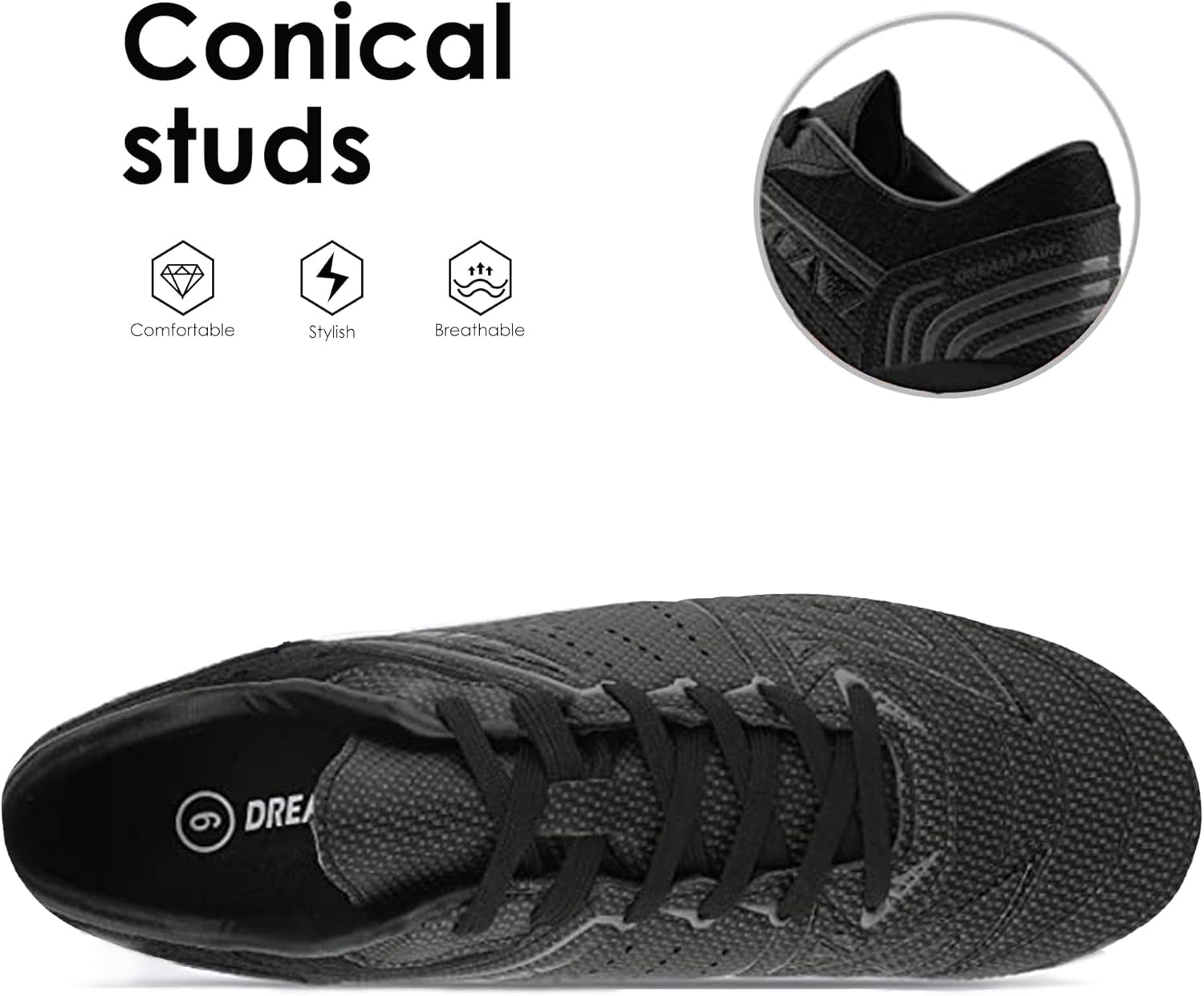 Mens Sport Flexible Athletic Lace up Light Weight Outdoor Cleats Football Soccer Shoes