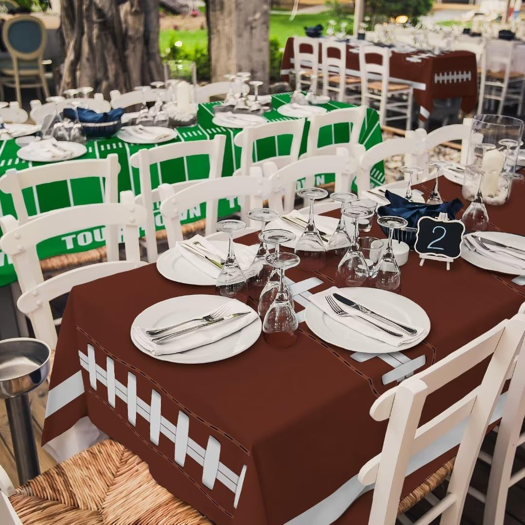 Football Party Supplies Kit Serve 24,Includes Dinner Plates, Dessert Napkins, Cups,Banner and Touchdown Tablecloth for Birthday Gameday Tailgate Decorations, Green (2023053002)