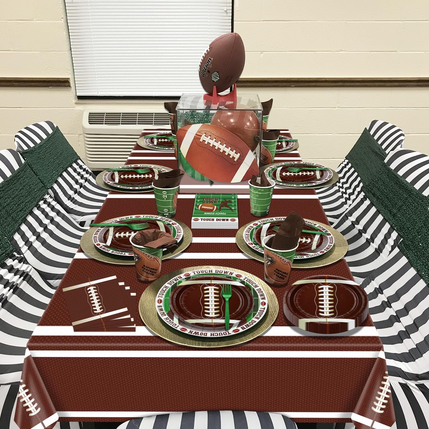 Football Party Decorations - 82Pcs Supplies Including Plates, Napkins, Tablecloth for Kids Fans Tailgate Gameday Birthday Party, Serves 20