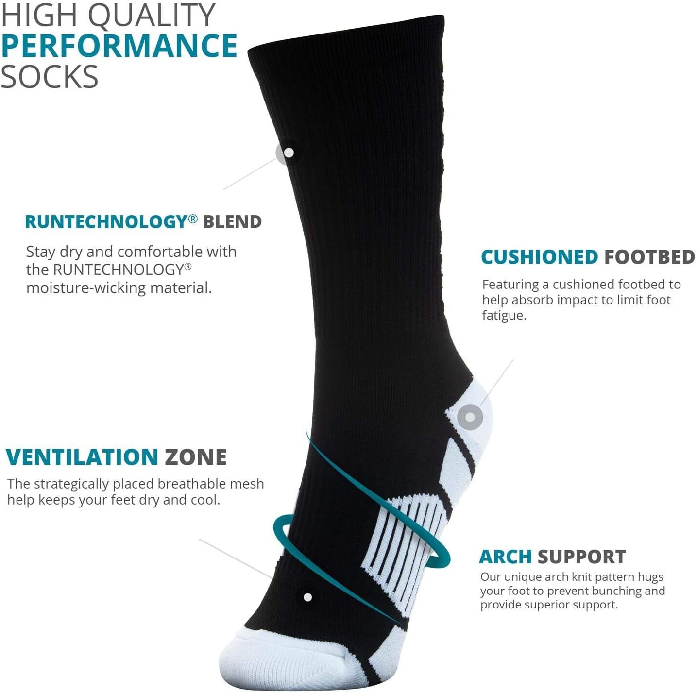 Hockey Socks - Performance Crew Socks for Hockey Players - Multiple Designs & Colors - Youth & Adult Sizes