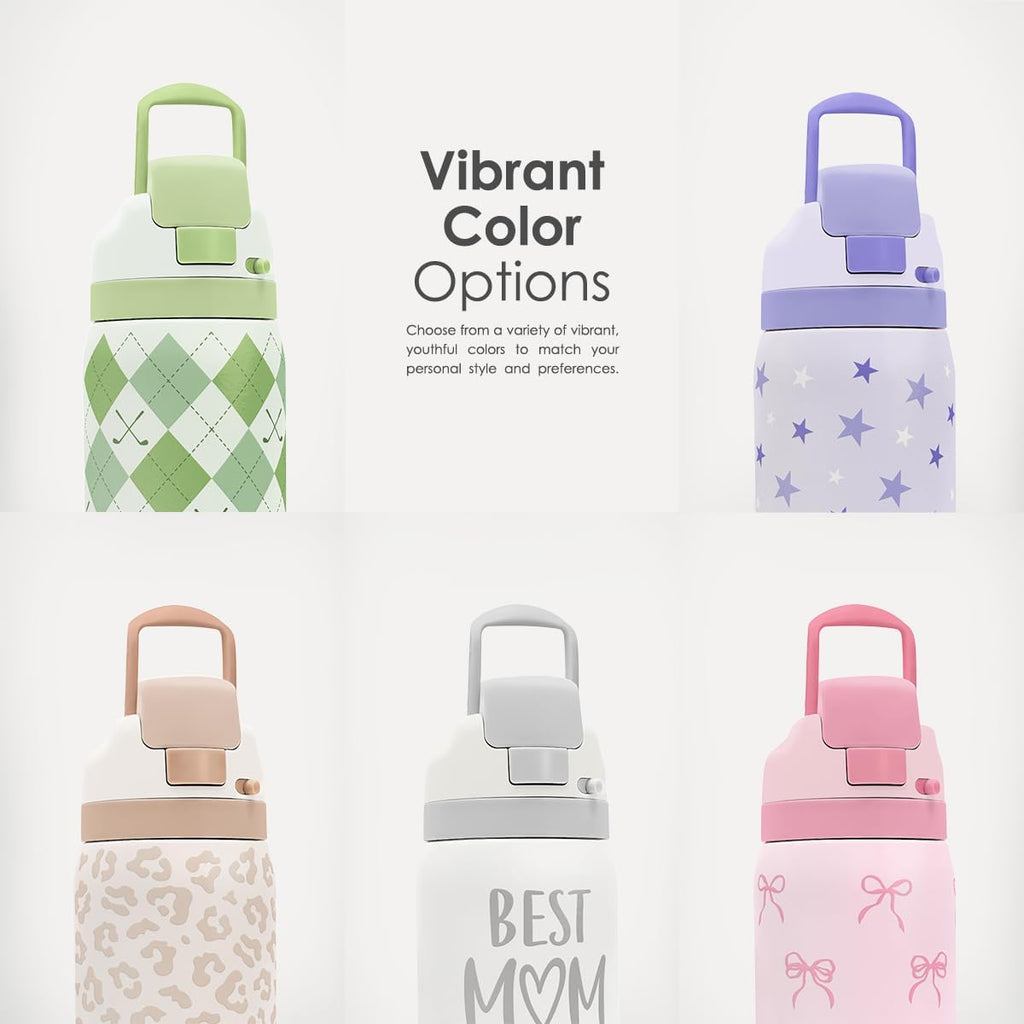 Tennis Insulated Stainless Steel Water Bottle with Straw for Sports and Travel, 32Oz, Gifts for Tennis Lover Women Girls Friends Teens Birthday Christmas