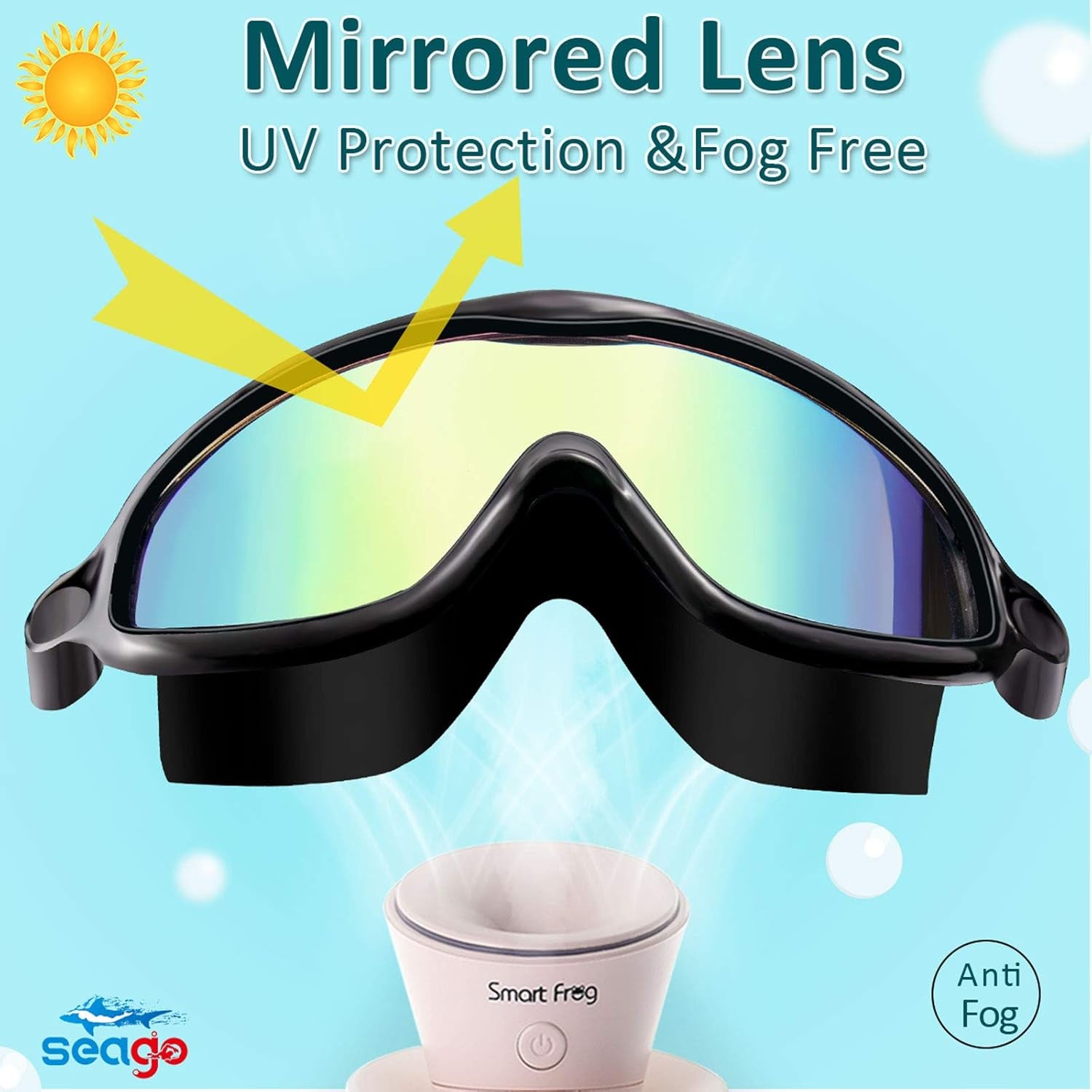Swim Goggles 2 Pack Anti-Fog Anti-Uv Wide View Swimming Goggles for Kids 3-14
