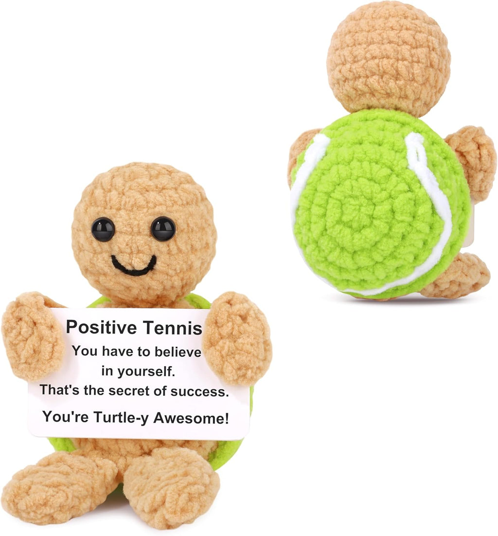 Graduation Gifts Mini Funny Crochet Tennis Gift-Positive Emotional Support Graduation Gifts for Players, Fans - Handmade Crochet Turtle Tennis Stuff