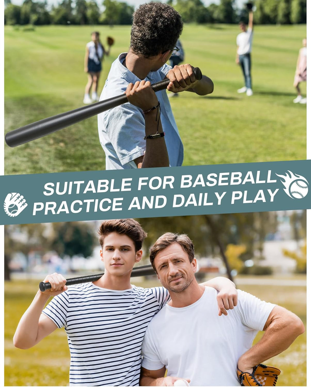 Plastic Baseball Bat 29.5 Inch Baseball Bat Solid Lightweight Plastic Bat with Molded Plastic Grip Handle for Daily Baseball Practice Festival Gift Party Decoration