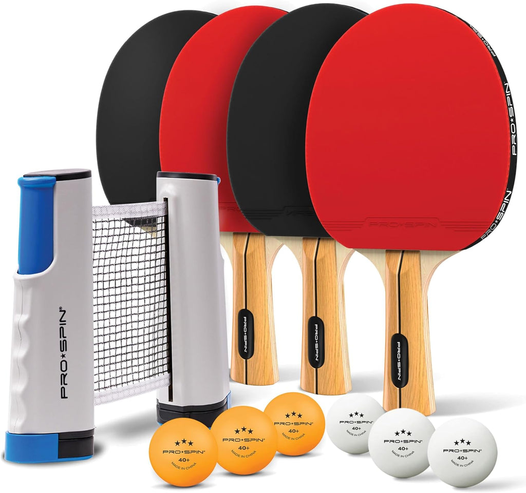 Portable Ping Pong Set with Retractable Ping Pong Net for Any Table, All-In-One Table Tennis Set with Ping Pong Paddles, Balls & Case, Table Top Family Game
