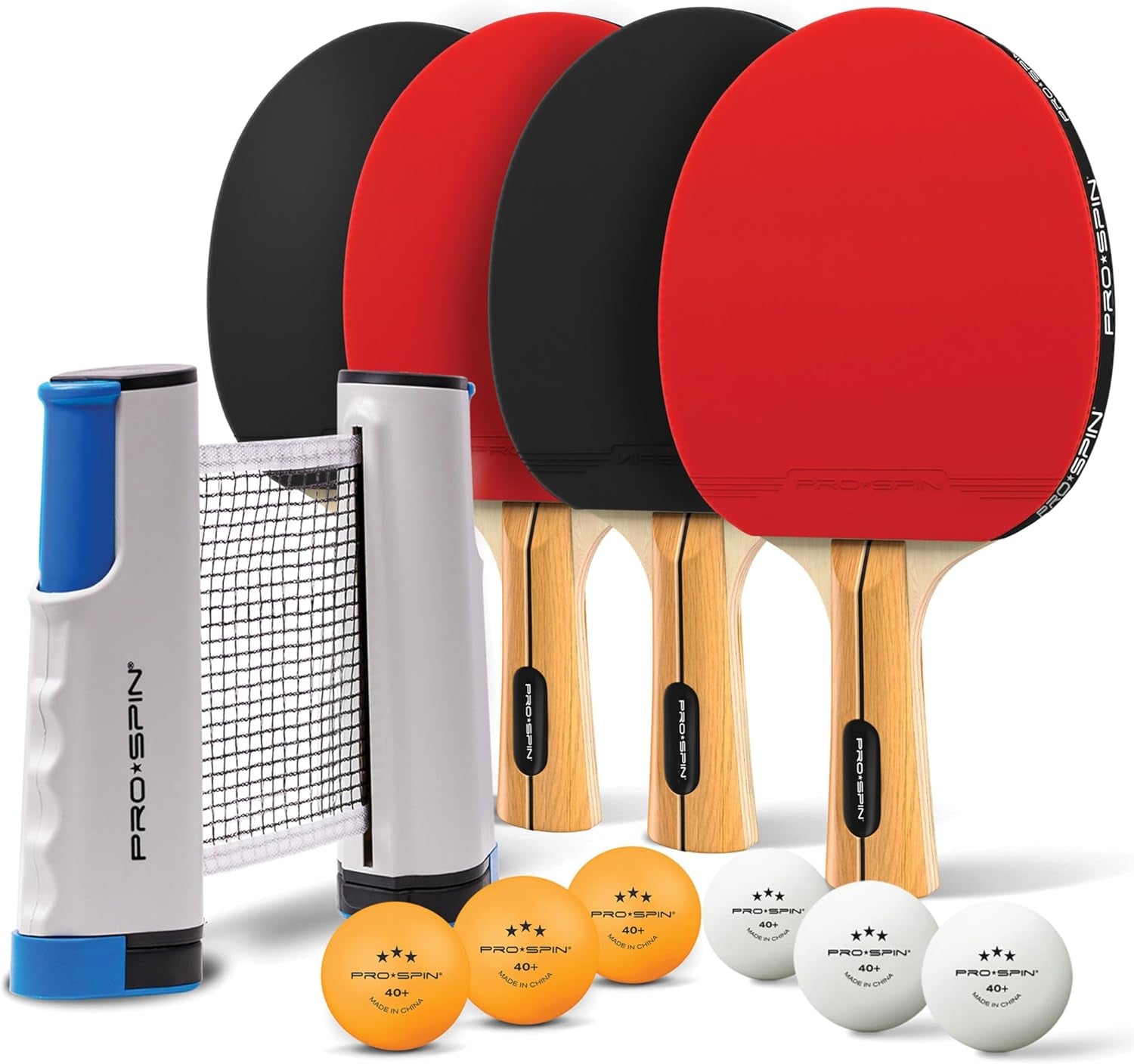 Portable Ping Pong Set with Retractable Ping Pong Net for Any Table, All-In-One Table Tennis Set with Ping Pong Paddles, Balls & Case, Table Top Family Game