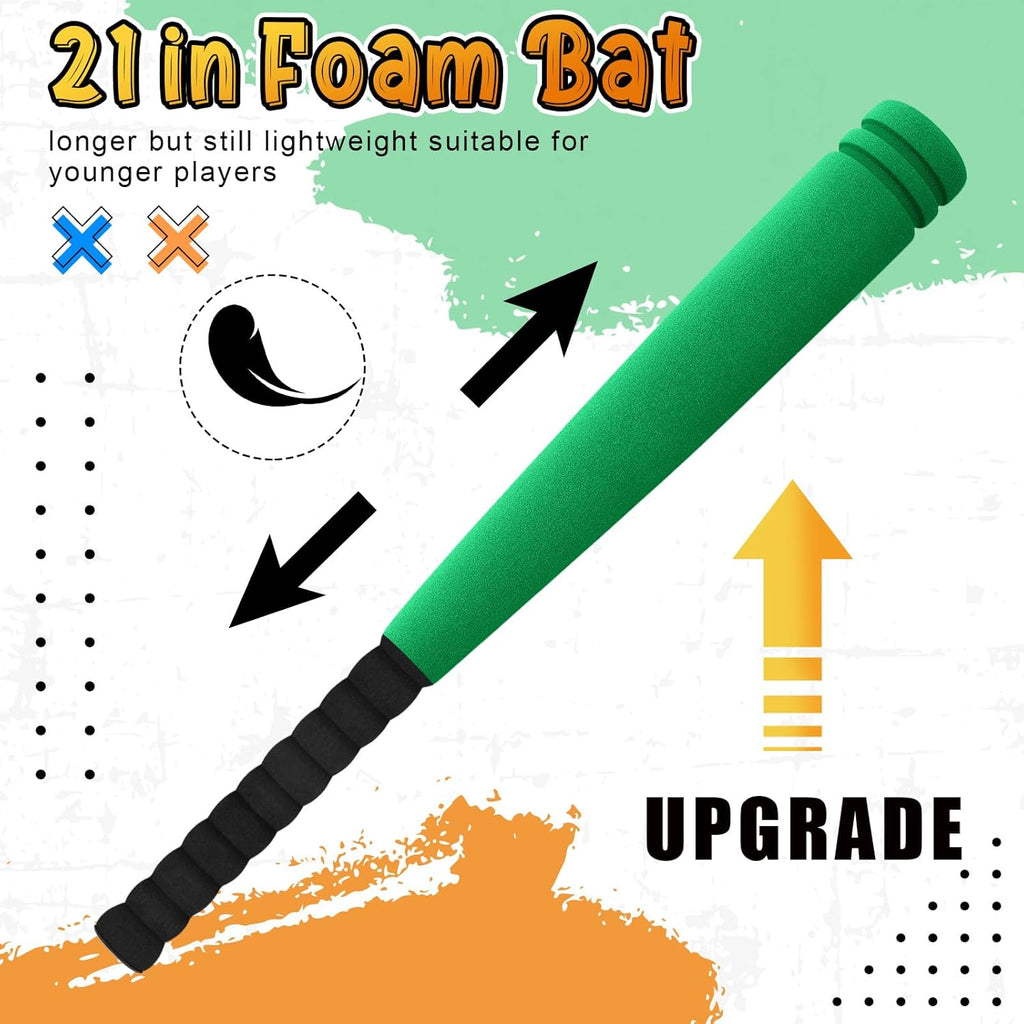 6 Set Foam Baseball Bat Set Including 6 Bats and 6 PE Equipment for Elementary School Foam Baseball Bat for Safety Play