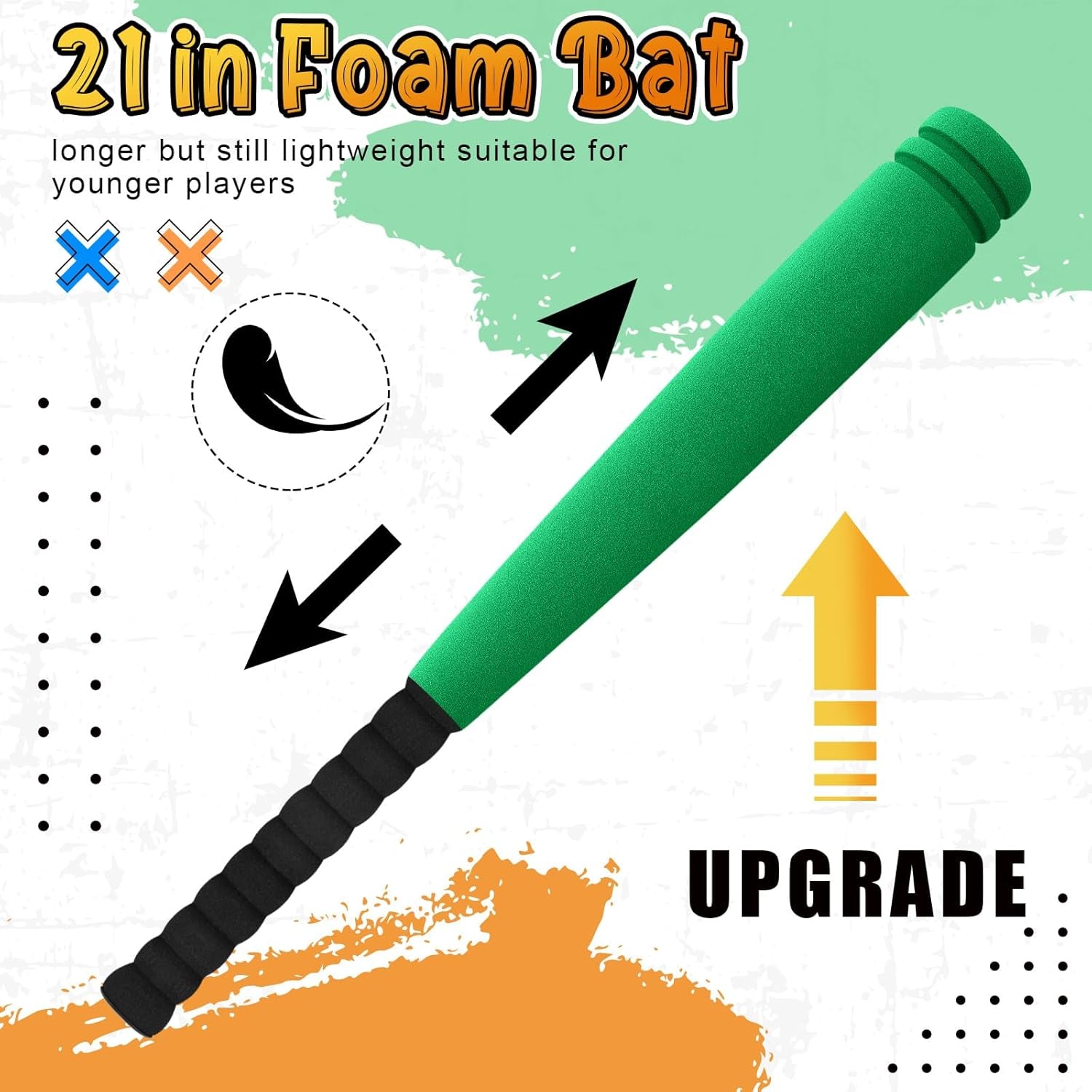 6 Set Foam Baseball Bat Set Including 6 Bats and 6 PE Equipment for Elementary School Foam Baseball Bat for Safety Play