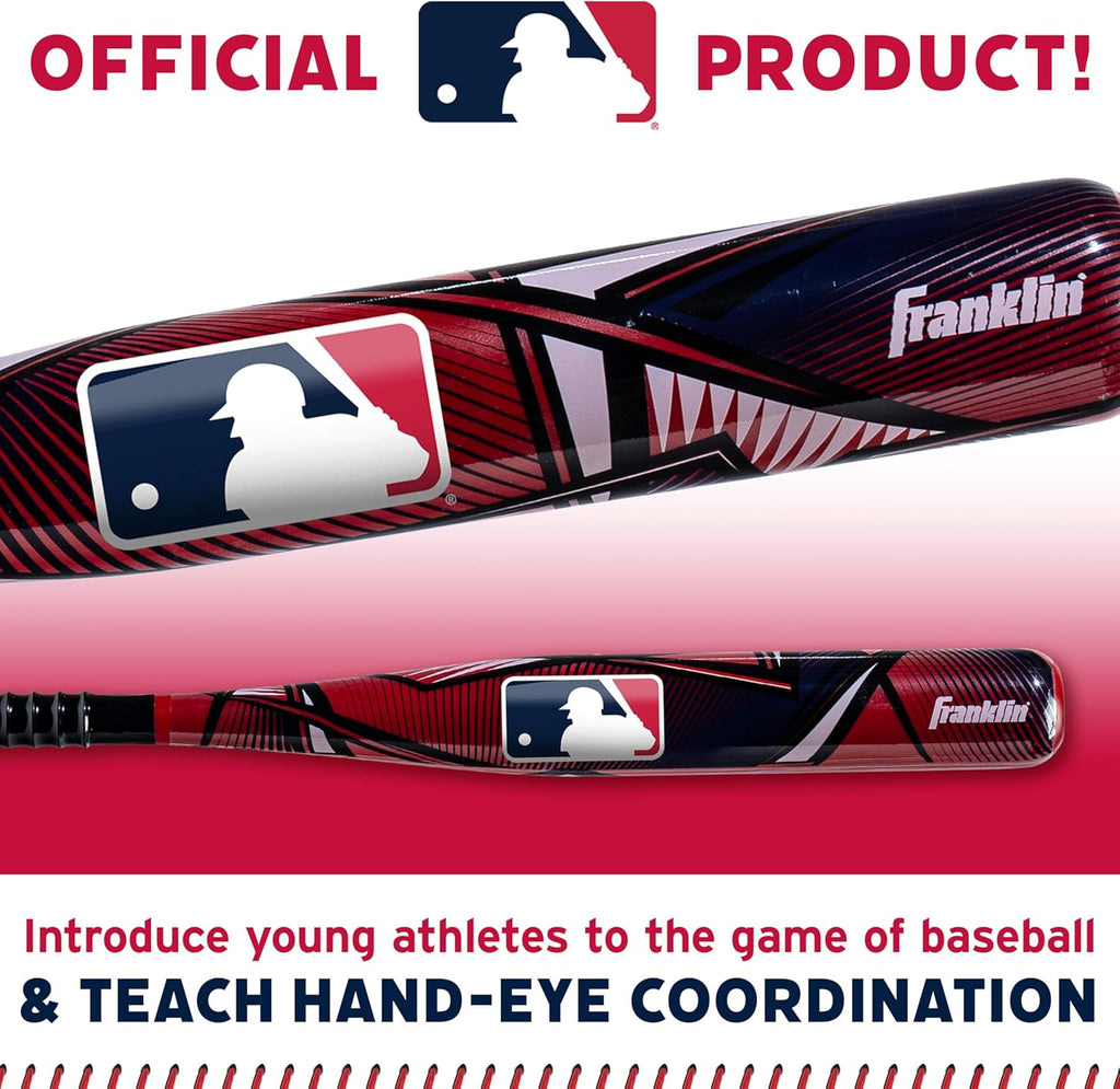 Franklin Sports Kids Plastic Baseball Bat + Balls Set - MLB Slammin' Toy Bat & Ball Set for Kids - Youth 30" Inch Plastic Baseball Bat & Plastic Baseball - Kids Bat + Ball Set