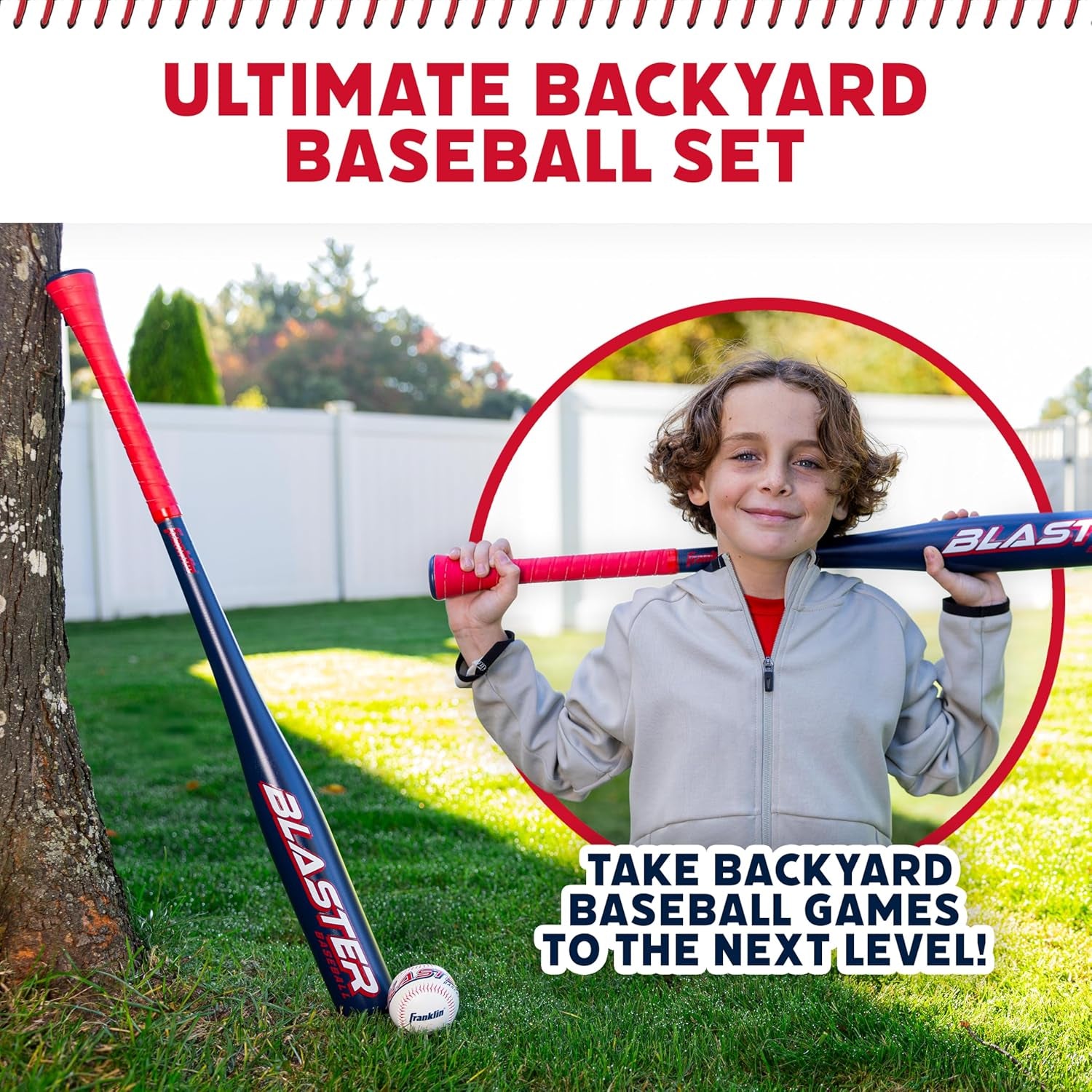 Franklin Sports Blaster Plastic Baseball Bat + Ball Set - Youth 32" Toy Bat + Official Stitched 70Mm Lightweight Ball