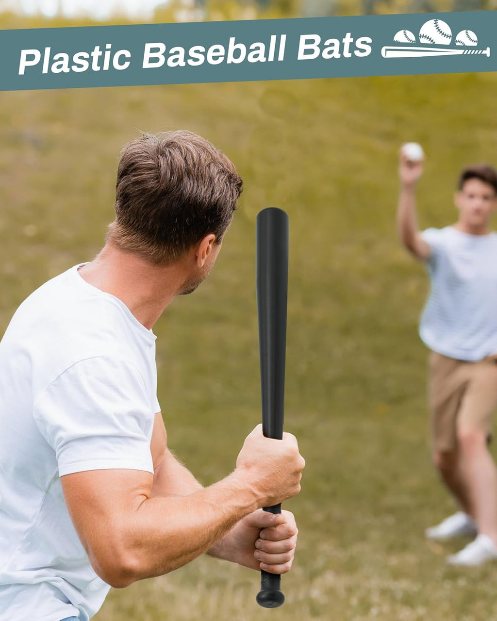 Plastic Baseball Bat 29.5 Inch Baseball Bat Solid Lightweight Plastic Bat with Molded Plastic Grip Handle for Daily Baseball Practice Festival Gift Party Decoration