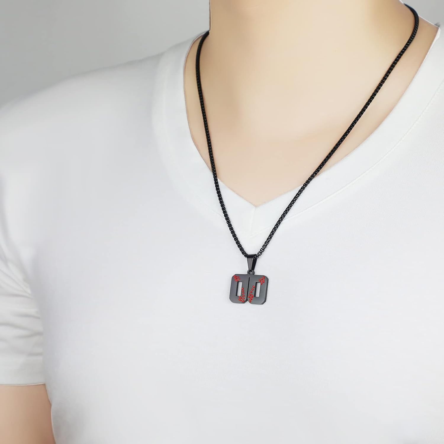 Baseball Number Necklace - Stainless Steel Chain Pendant for Men Athletes 00-99 Jersey Number Gift
