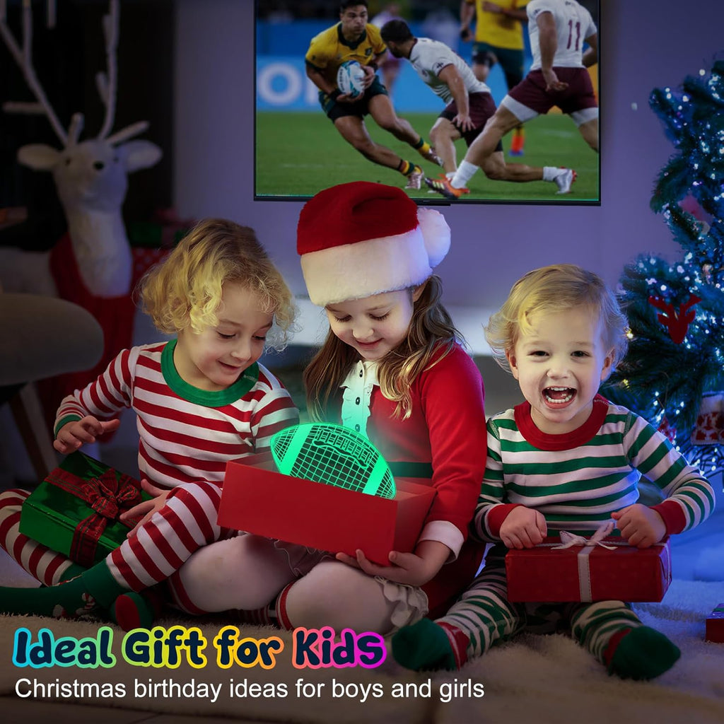 Football Gifts for Teens Boys Girls, Rugby 3D Illusion Night Light Room Decor, 6 7 8 9 10 11 12 13 Year Old Boy Gifts for Christmas Birthday Easter Sports Fan Presents