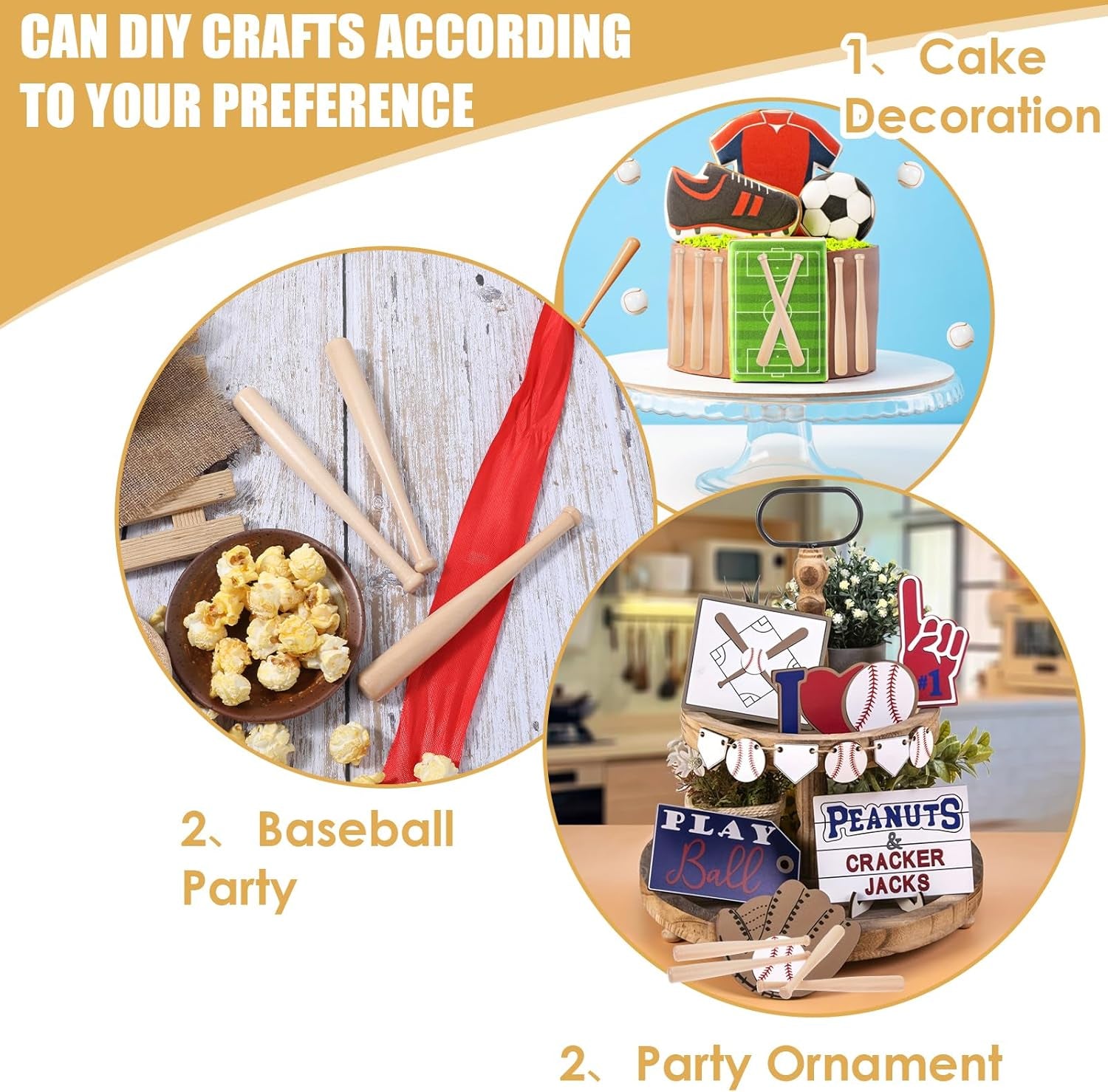 6 Pcs Mini Baseball Bats, 6 Inch Unfinished Wooden Baseball Bat for DIY Craft Projects, Party Favors
