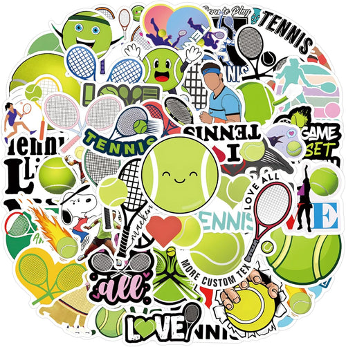 57PCS Tennis Stickers,Motivational Sport Water Bottle Stickers,Ball Team Gifts for Sports Lovers,Teens and Adults Ball Party Favors, Tennis Decorations