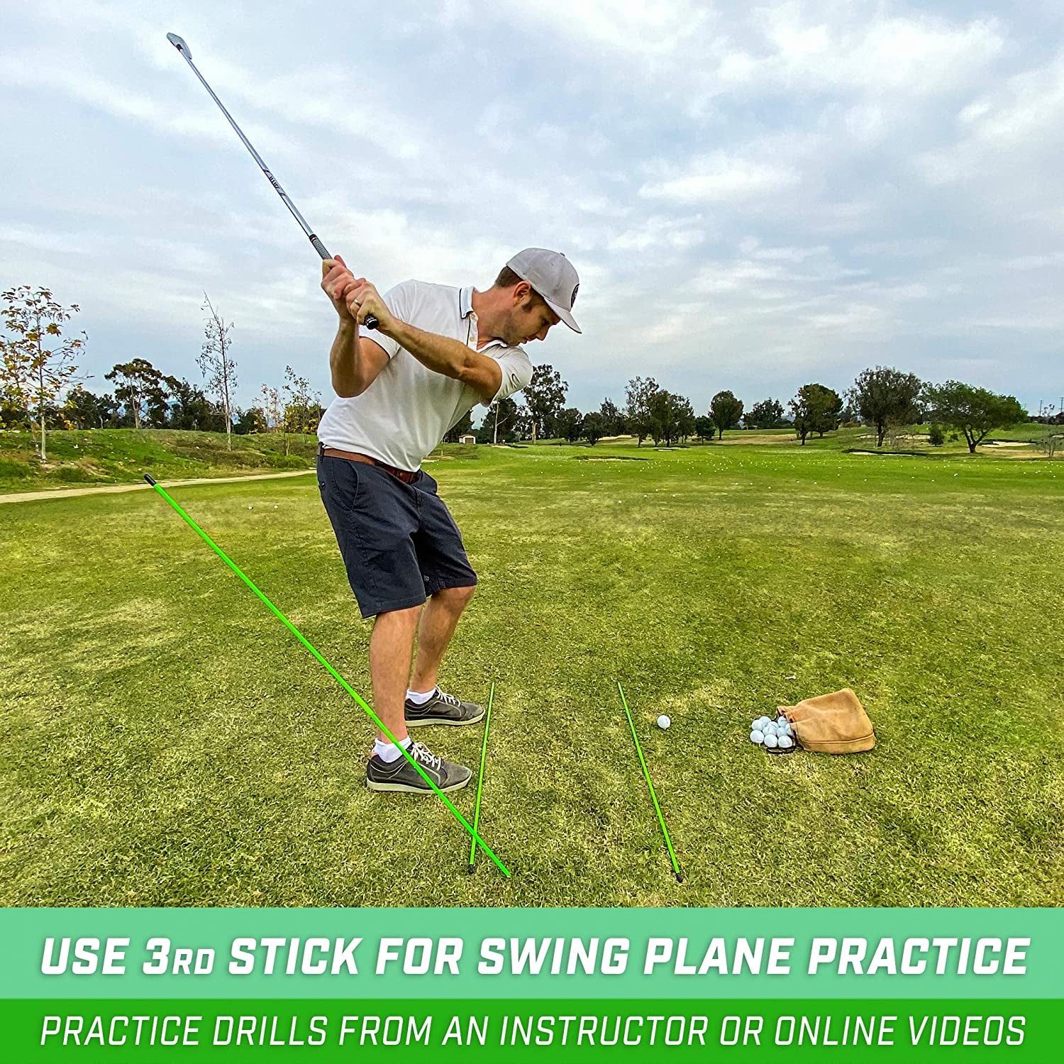 Golf Alignment Training Sticks - Choose 2 or 3 Pack - 48 Inch Golf Alignment Aid Practice Rods
