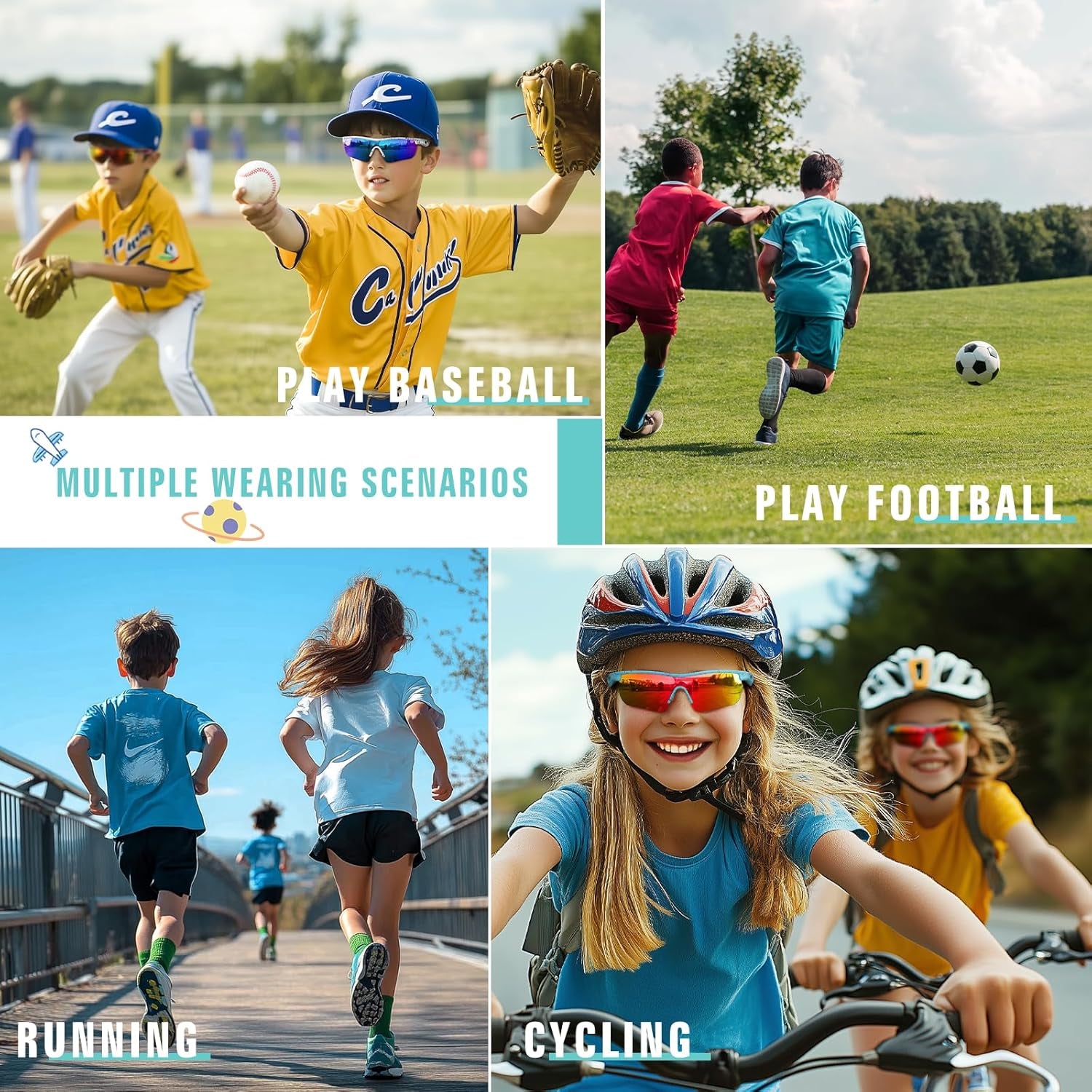 Kids Sunglasses Youth Baseball Sunglasses for Boys Girls 3-12 Polarized Softball Sports Goggles UV Protection