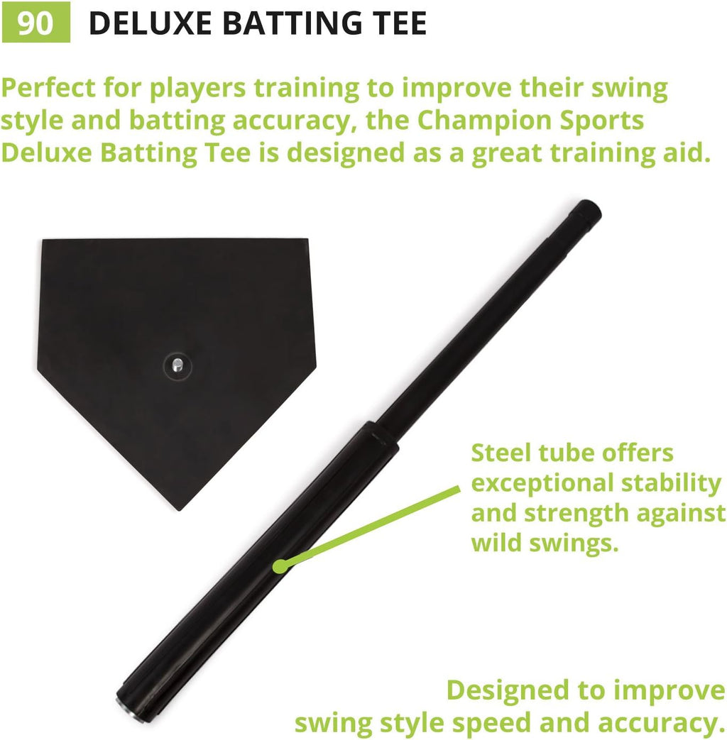 Deluxe Batting Tee – Adjustable Rubber Baseball & Softball Tee on Home Plate, Multiple Styles