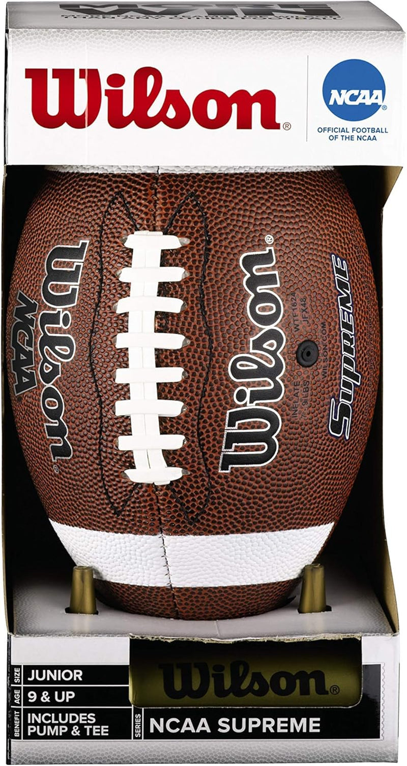 Wilson NCAA Supreme Composite Leather Football W/Pump & Tee - Junior Size, Brown