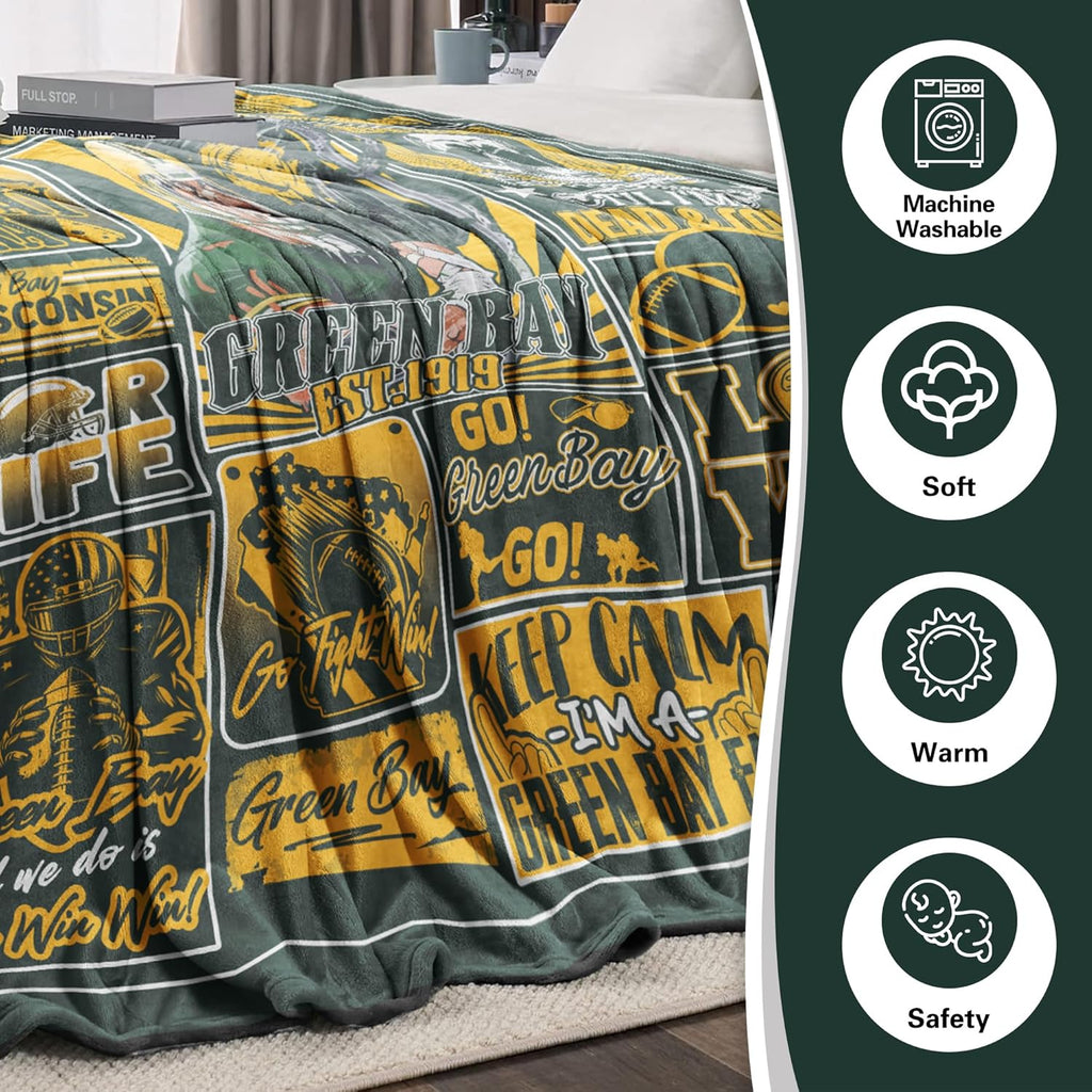 Football Blanket Fan Gifts for Men Women Sport Throw Blanket Football Style Merch Gear 60"X50" Cozy Sofa Bed.