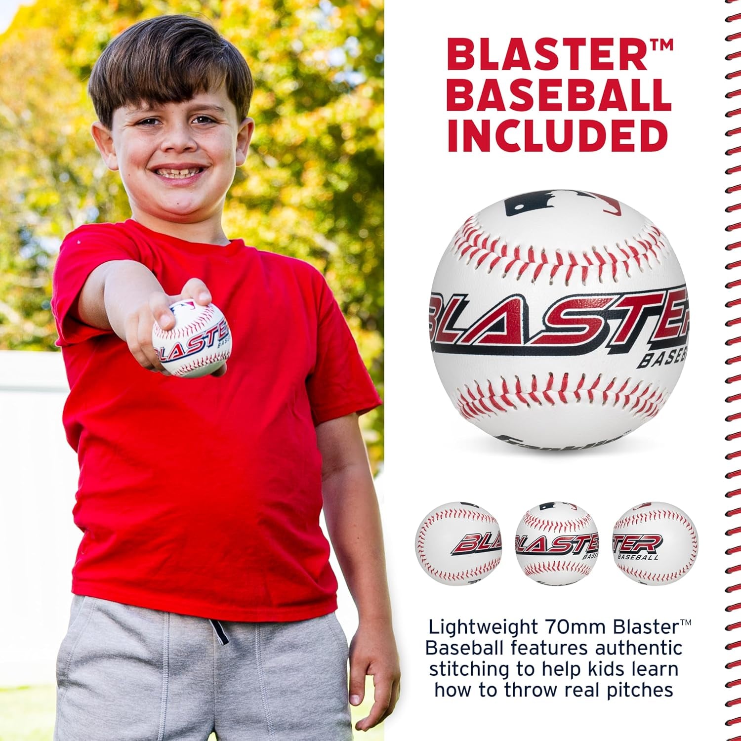 Franklin Sports Blaster Plastic Baseball Bat + Ball Set - Youth 32" Toy Bat + Official Stitched 70Mm Lightweight Ball