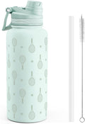 Tennis Stainless Steel Water Bottle with Strap 32Oz, Insulated Bottles with Straw and Spout Lid for Gym Sports Travel Outdoor, Gifts for Women Girls Birthday Christmas