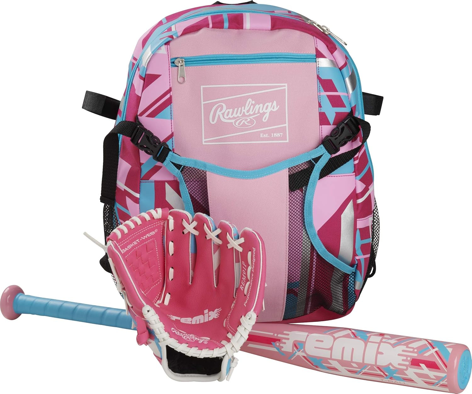 Rawlings | REMIX Backpack Equipment Bag | T-Ball & Youth Baseball / Softball | Pink