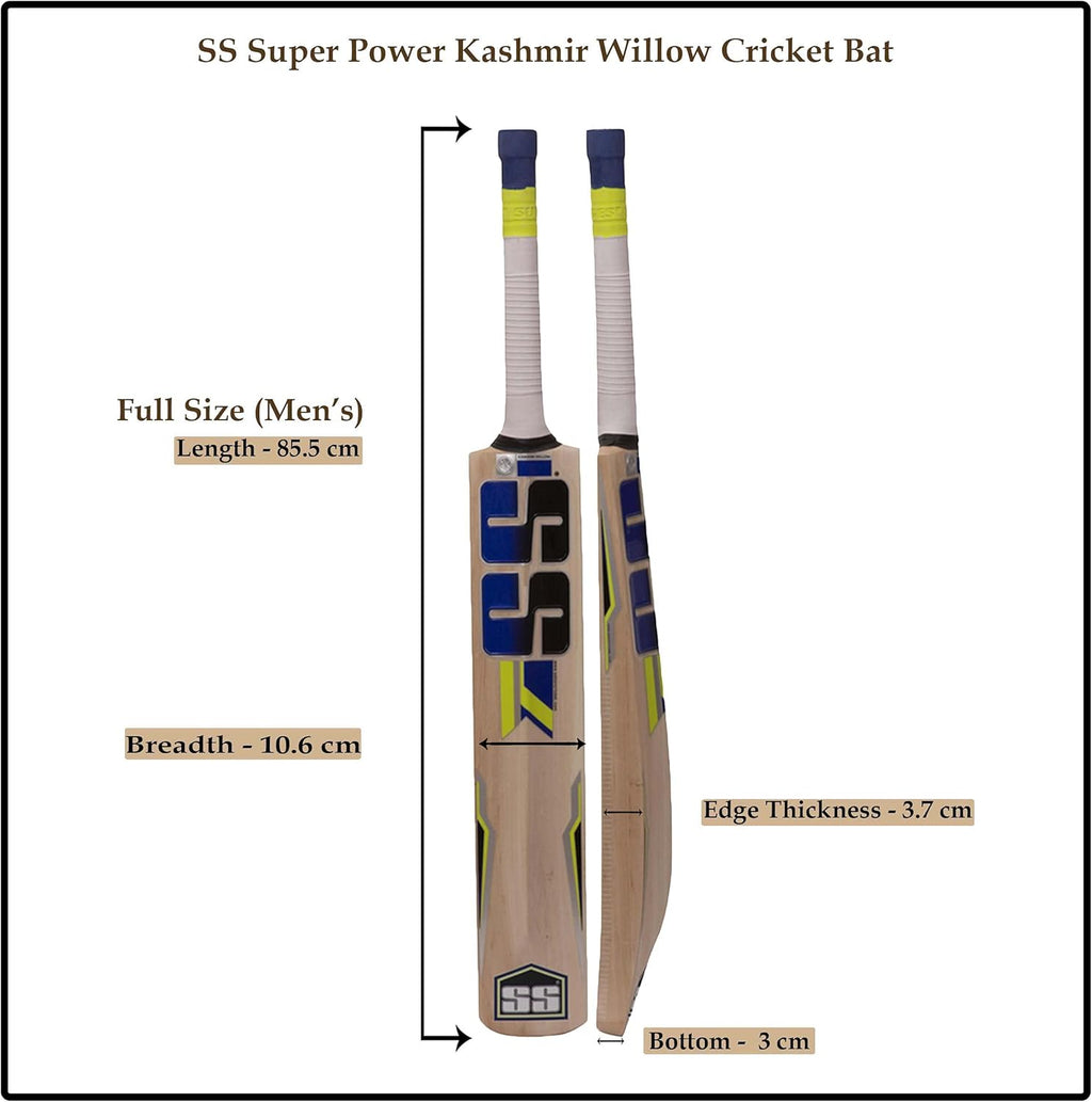 Kashmir Willow Cricket Bat Short Handle (Short Handle, Super Power)