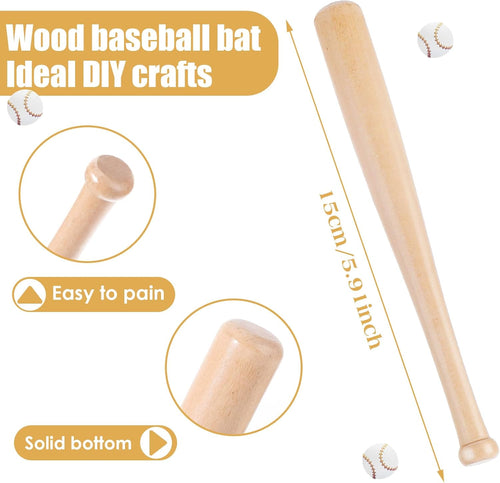 6 Pcs Mini Baseball Bats, 6 Inch Unfinished Wooden Baseball Bat for DIY Craft Projects, Party Favors