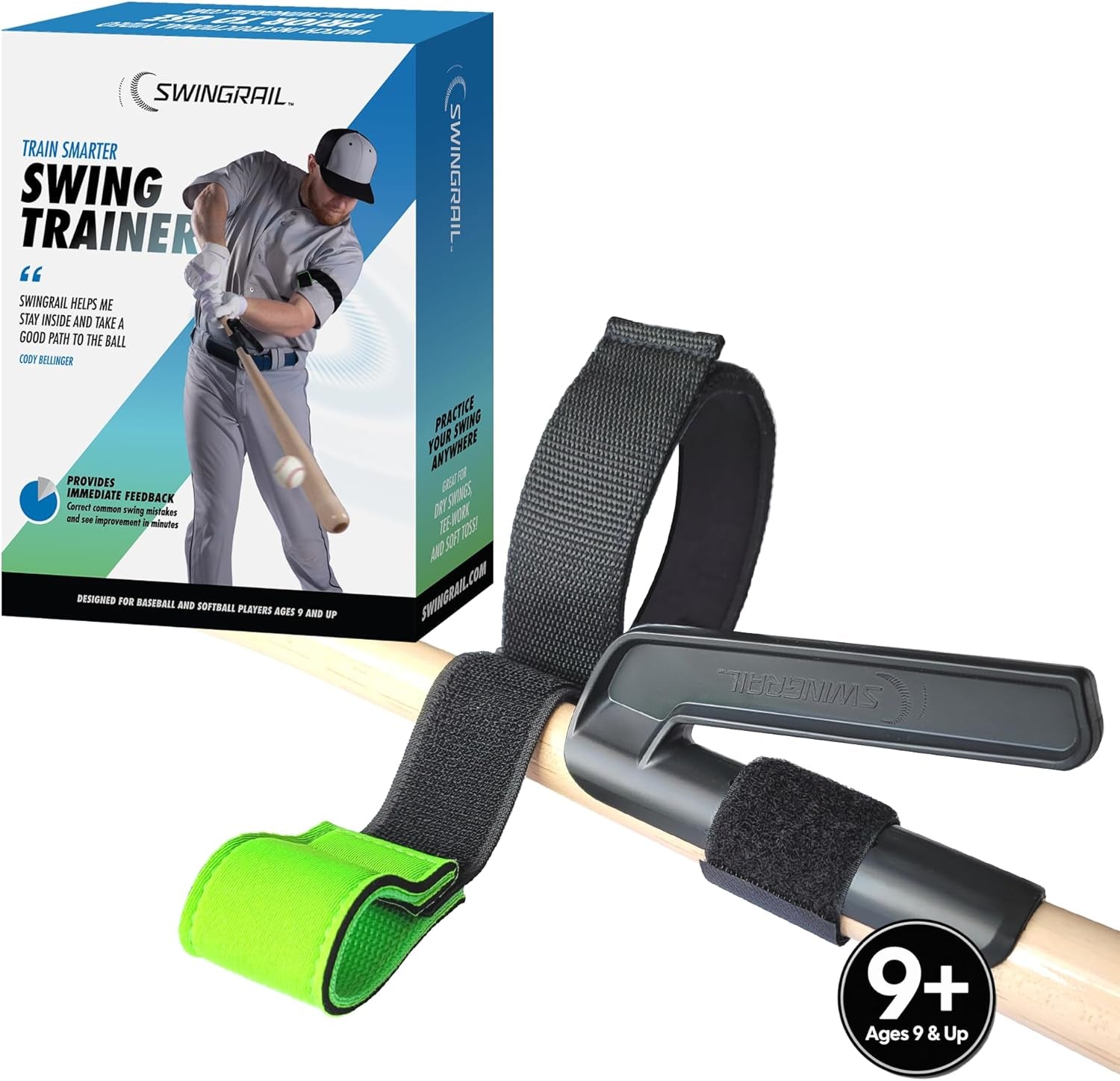 Baseball/Softball Hitting Trainer – Swing Trainer Aid for Batting & Hitting Practice – Baseball Training Equipment to Improve Bat Speed, Swing Mechanics, Contact & Timing – for Ages 9 and Up