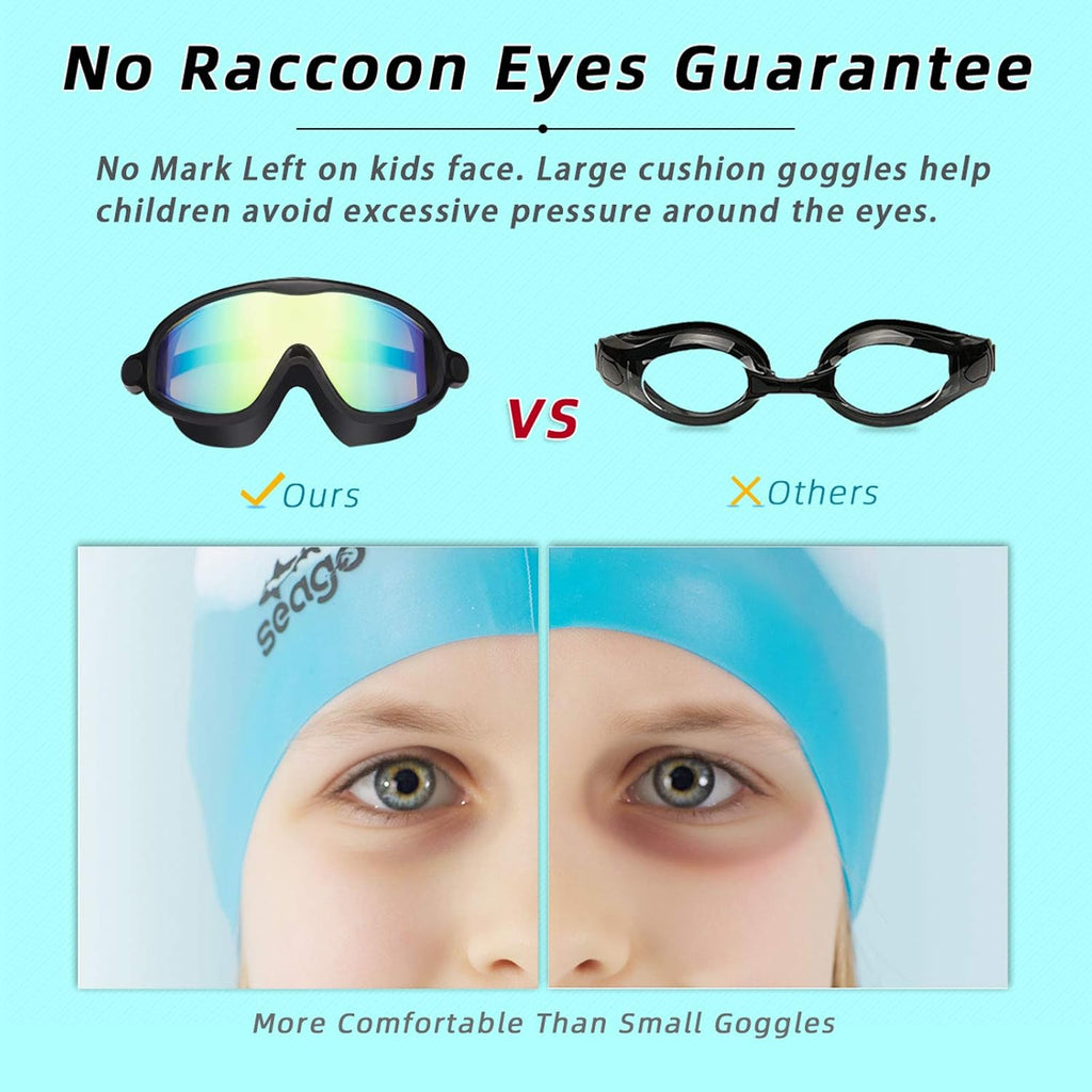 Swim Goggles 2 Pack Anti-Fog Anti-Uv Wide View Swimming Goggles for Kids 3-14