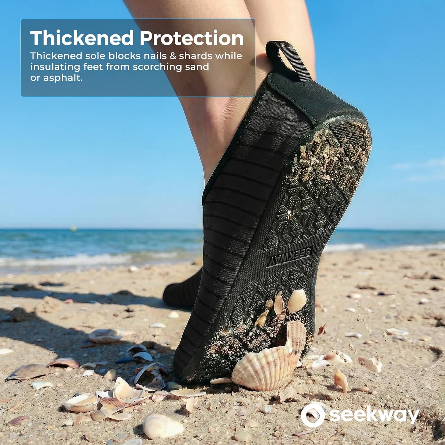 Water Shoes Women Men Adult Quick-Dry Aqua Socks Barefoot Non Slip for Beach Swim River Pool Lake Surf Black SK002(U)