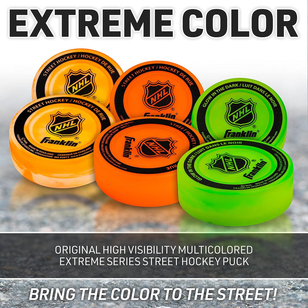 Franklin Sports NHL Street Hockey Puck - No Bounce Outdoor Street + Roller Hockey Puck - Official Size for Kids + Adult Games - 1 & 3 Packs
