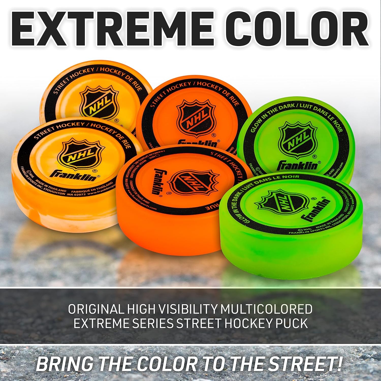 Franklin Sports NHL Street Hockey Puck - No Bounce Outdoor Street + Roller Hockey Puck - Official Size for Kids + Adult Games - 1 & 3 Packs