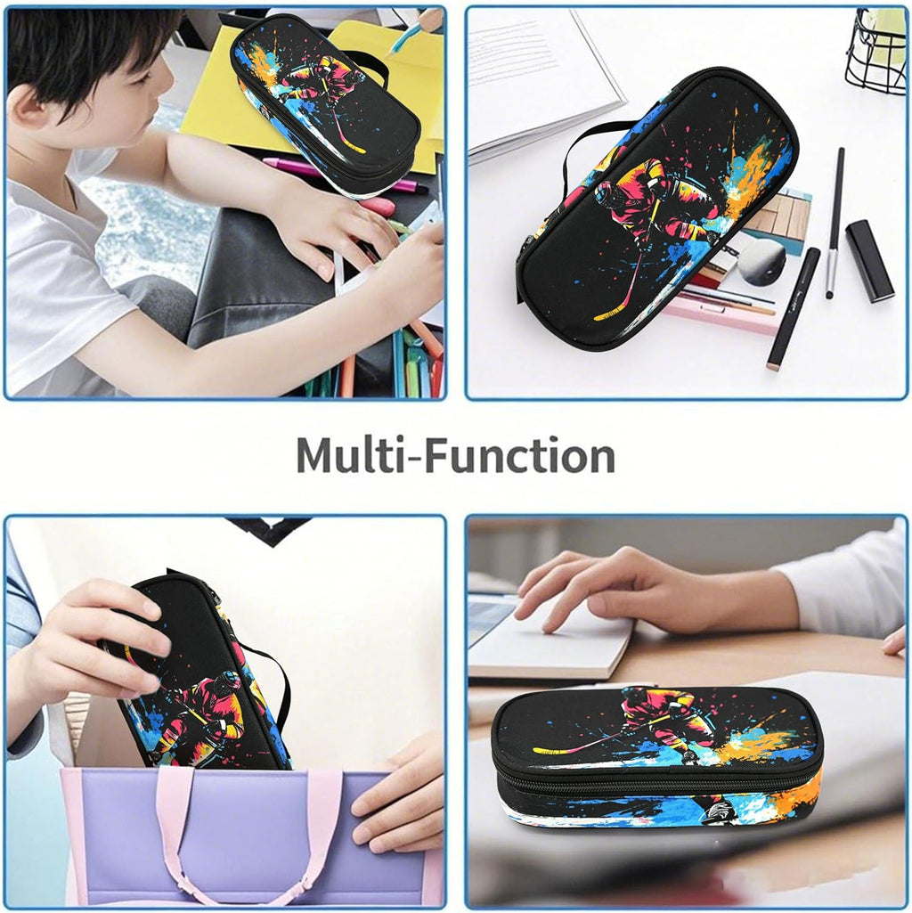 Hockey Pencil Case Pencil Pouch Large Capacity Pen Bag School Office Organizer Stationery Storage Box for Girls Boys Teen Kids